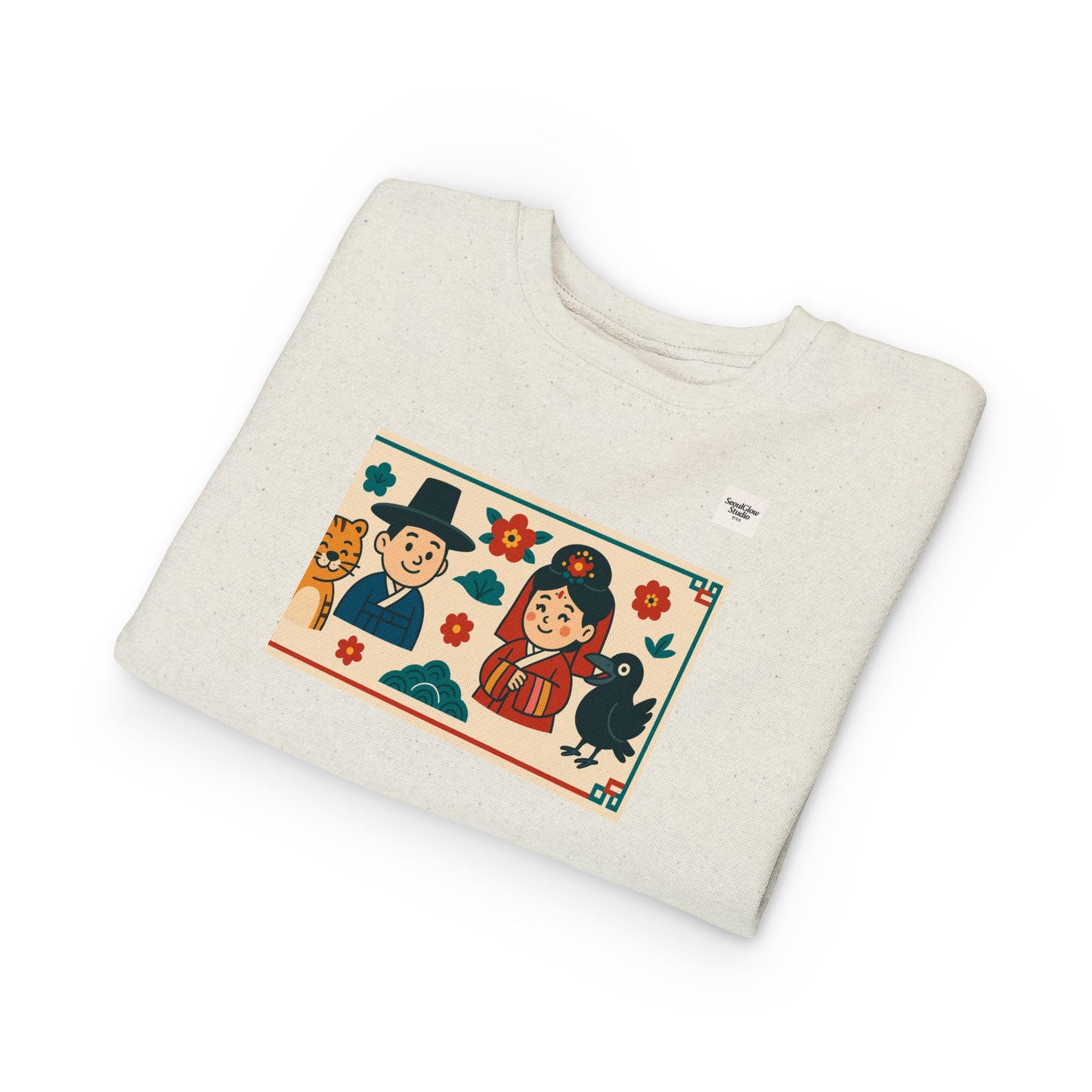 Korean Cultural Charm Toddler Sweatshirt, Kids' Cozy Apparel, Unique Gift for Birthdays, Cute Toddler Clothing, Holiday Outfit