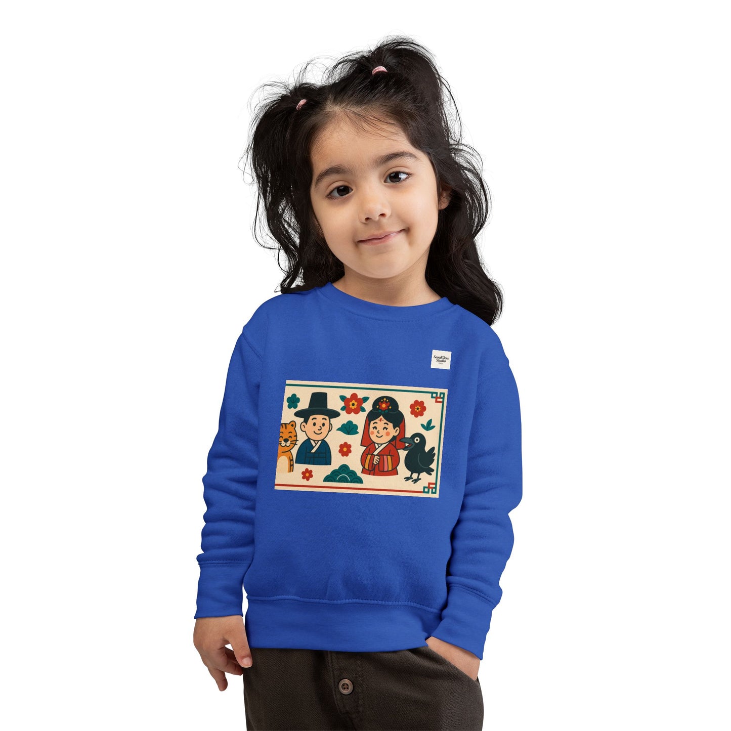 Korean Cultural Charm Toddler Sweatshirt, Kids' Cozy Apparel, Unique Gift for Birthdays, Cute Toddler Clothing, Holiday Outfit