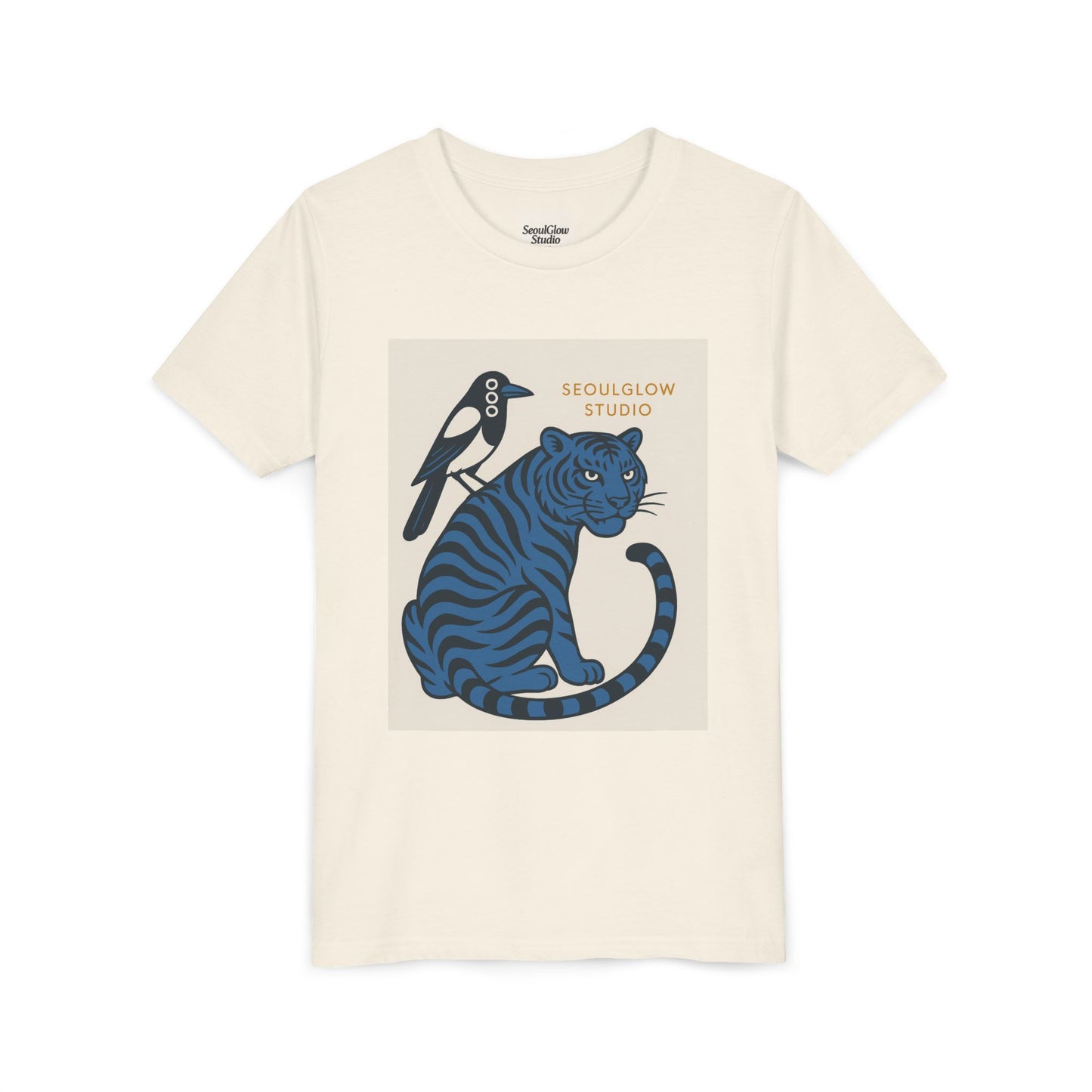 Korean Tiger & Magpie: Guardian Spirit Tee! Youth Tee with Tiger and Magpie Design, Fun Kids Shirt, Unique Graphic Tee, Gift for Animal Lovers, Summer Kids Apparel