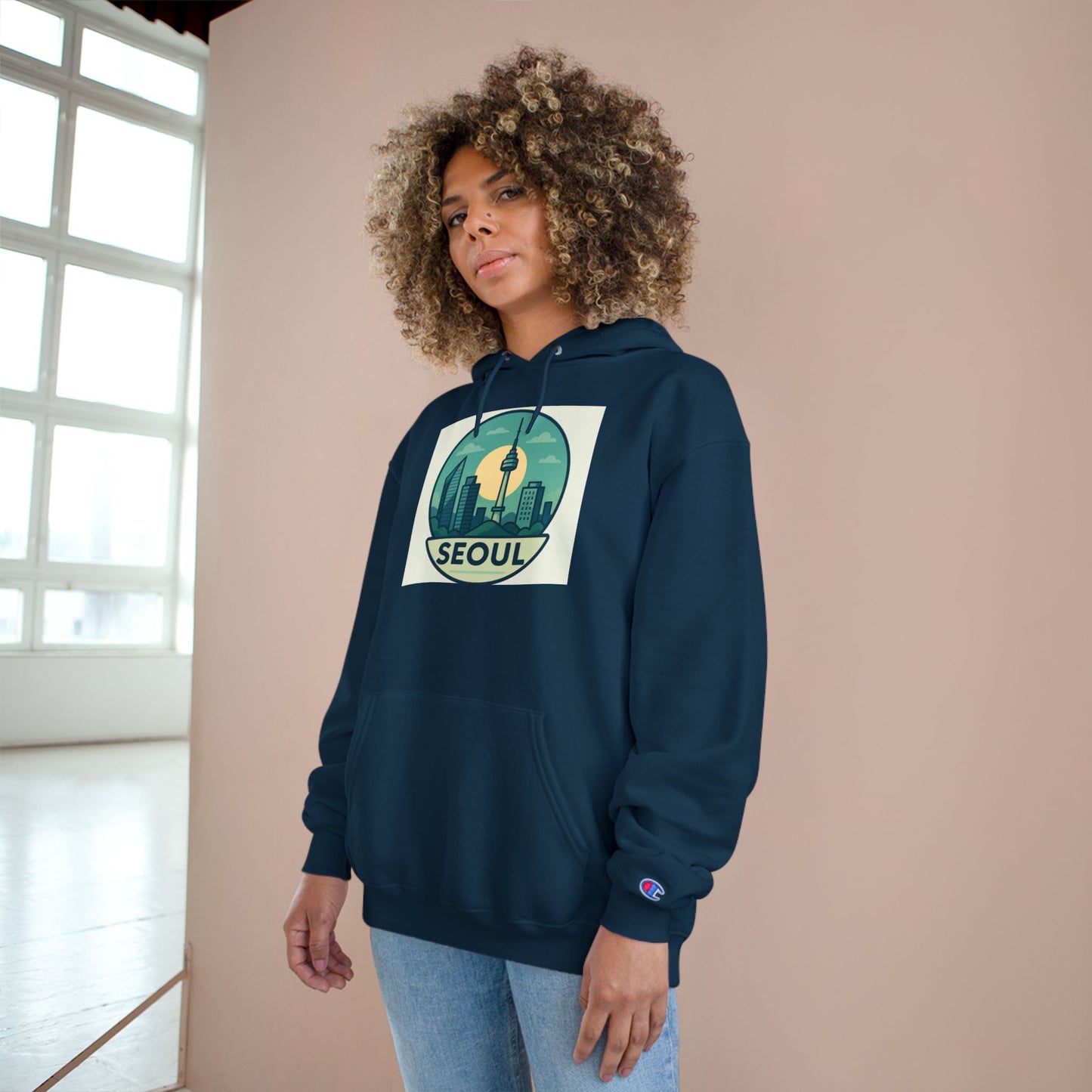 (US) Seoul Skyline Champion Hoodie - Urban Travel
