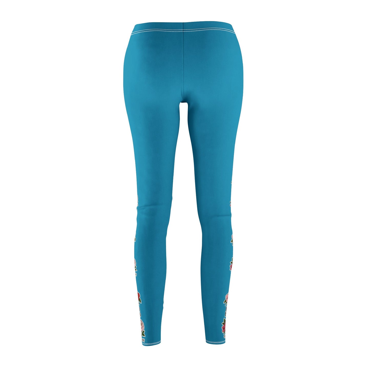 Vibrant Korean Floral Leggings for Everyday Wear, Tourquis, Casual Yoga Pants, Comfort Fit, Gift for Her, Stylish Exercise Gear