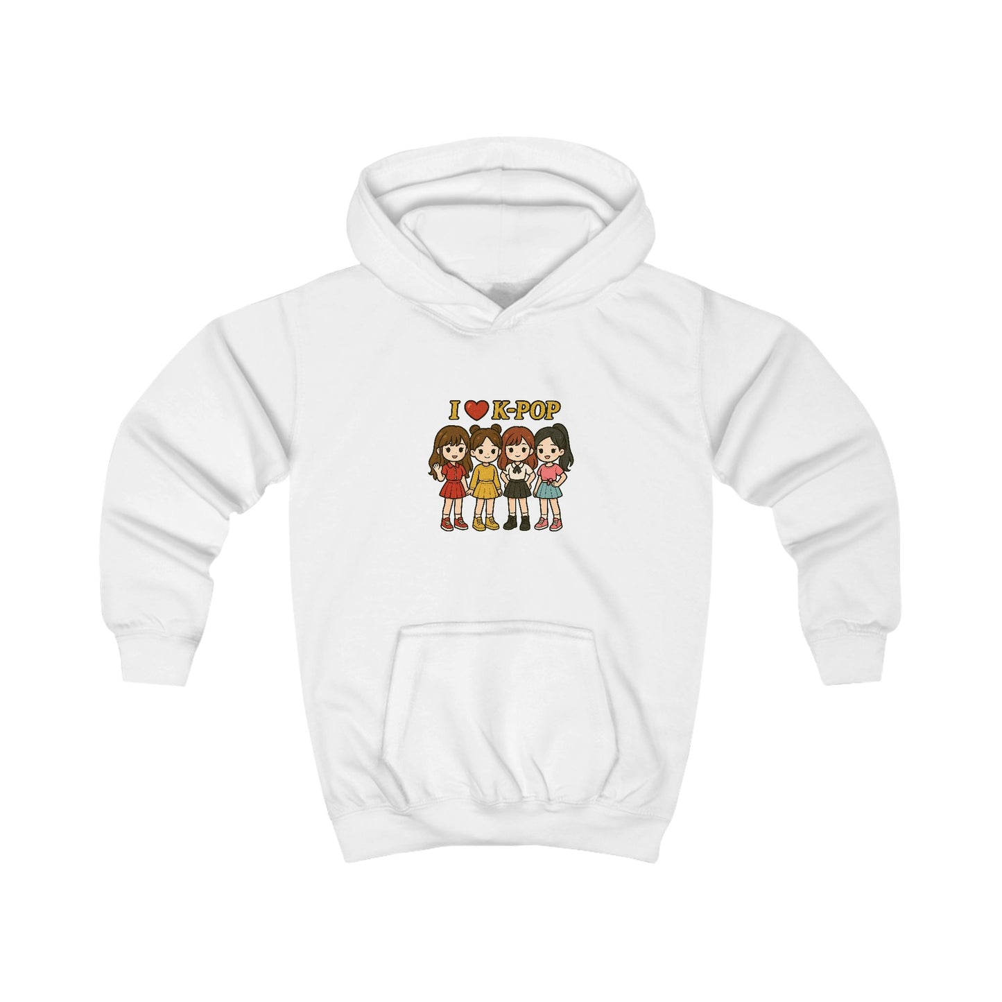 I Love K-Pop Kids Hoodie, Cute K-Pop Sweatshirt, Girls Hoodie, Music Lover Gift, Anime Apparel, Hip Hop Style