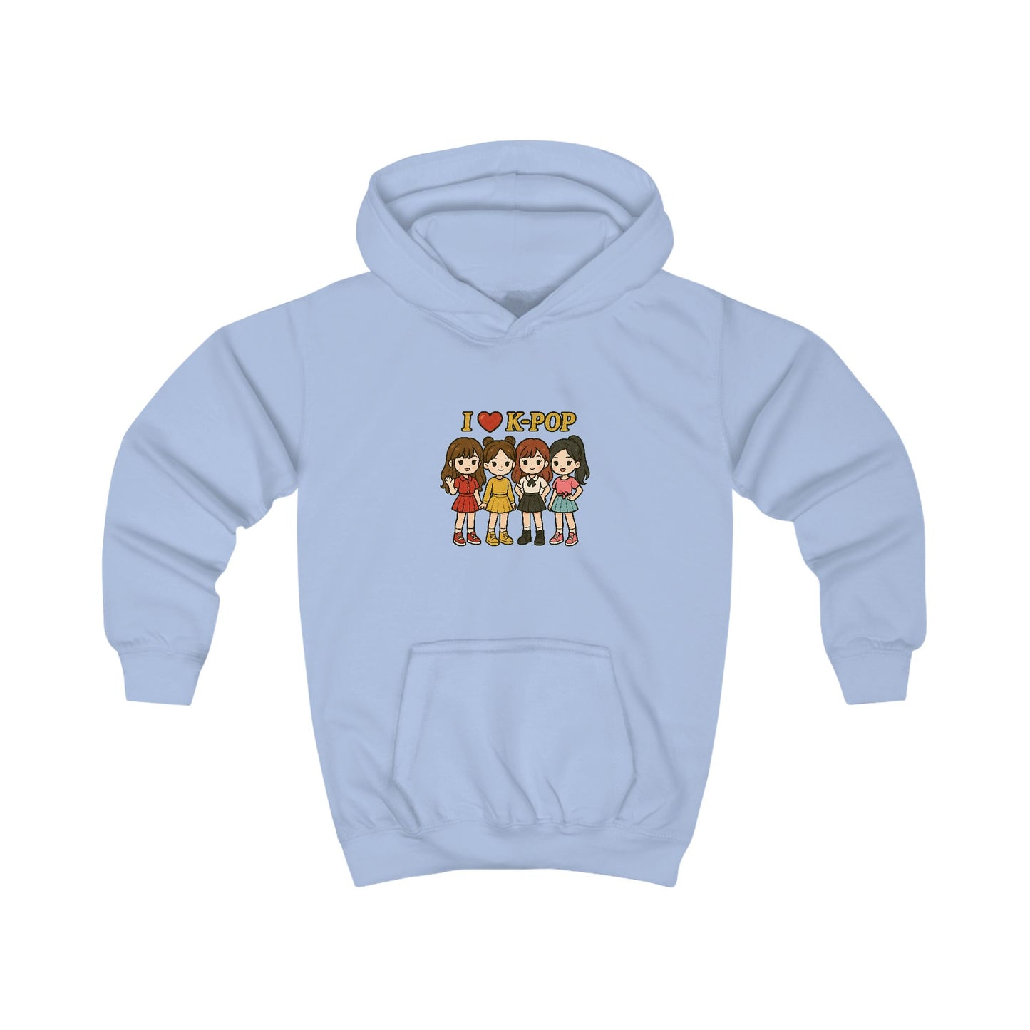 I Love K-Pop Kids Hoodie, Cute K-Pop Sweatshirt, Girls Hoodie, Music Lover Gift, Anime Apparel, Hip Hop Style