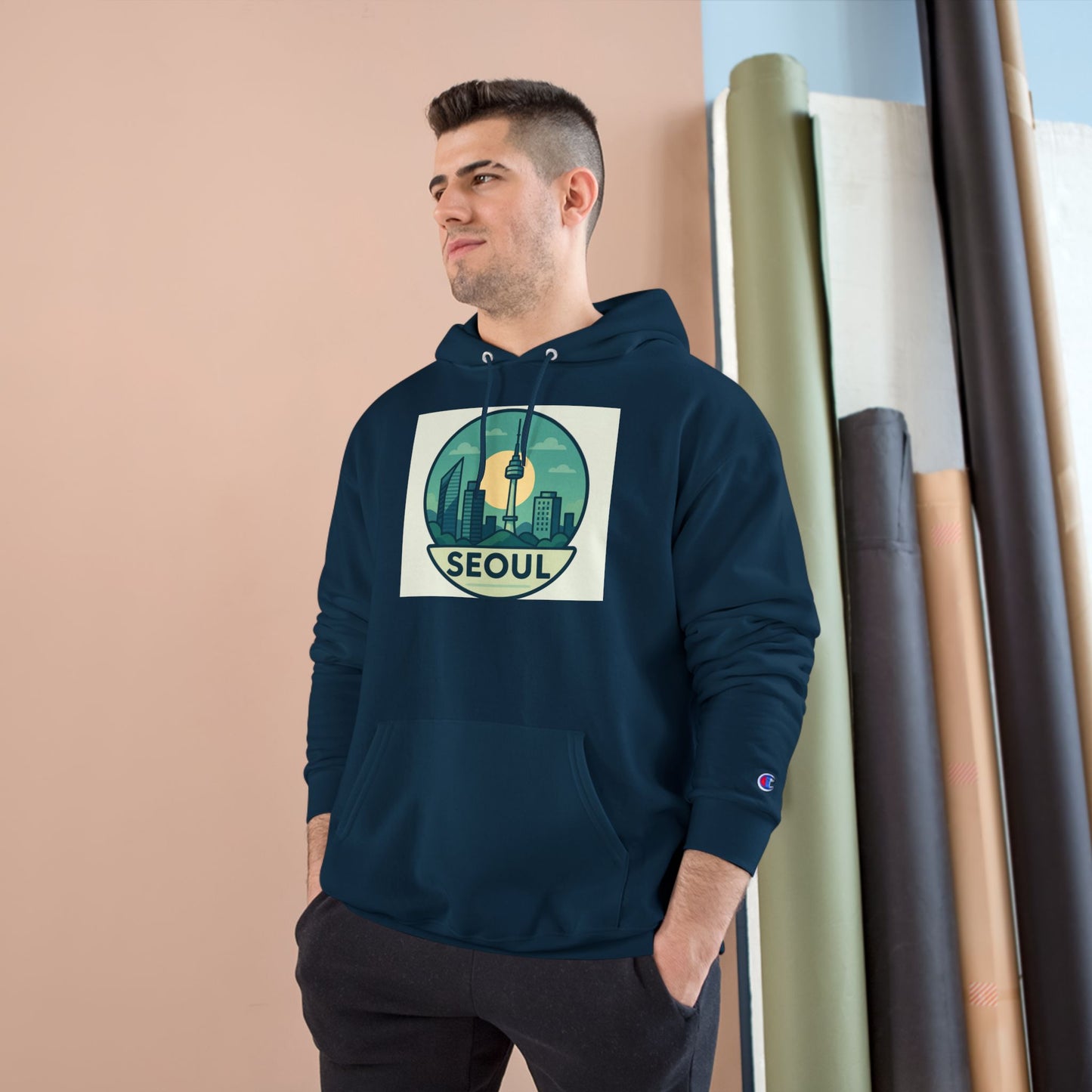 (US) Seoul Skyline Champion Hoodie - Urban Travel