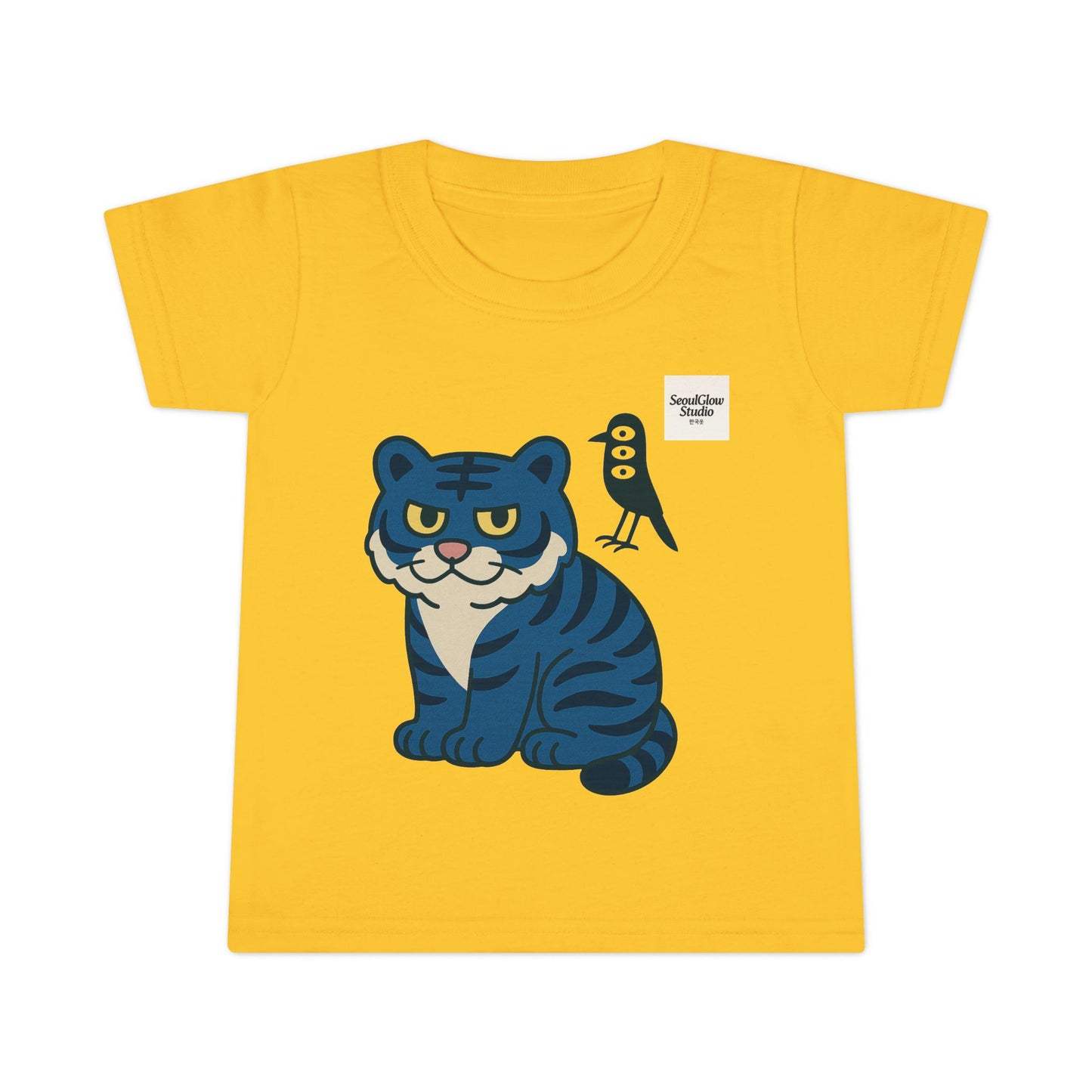 Korean Tiger and Magpie Toddler T-shirt, Kids Animal Tee, Gift for Toddlers, Birthday Shirt, Playful Graphic Tee