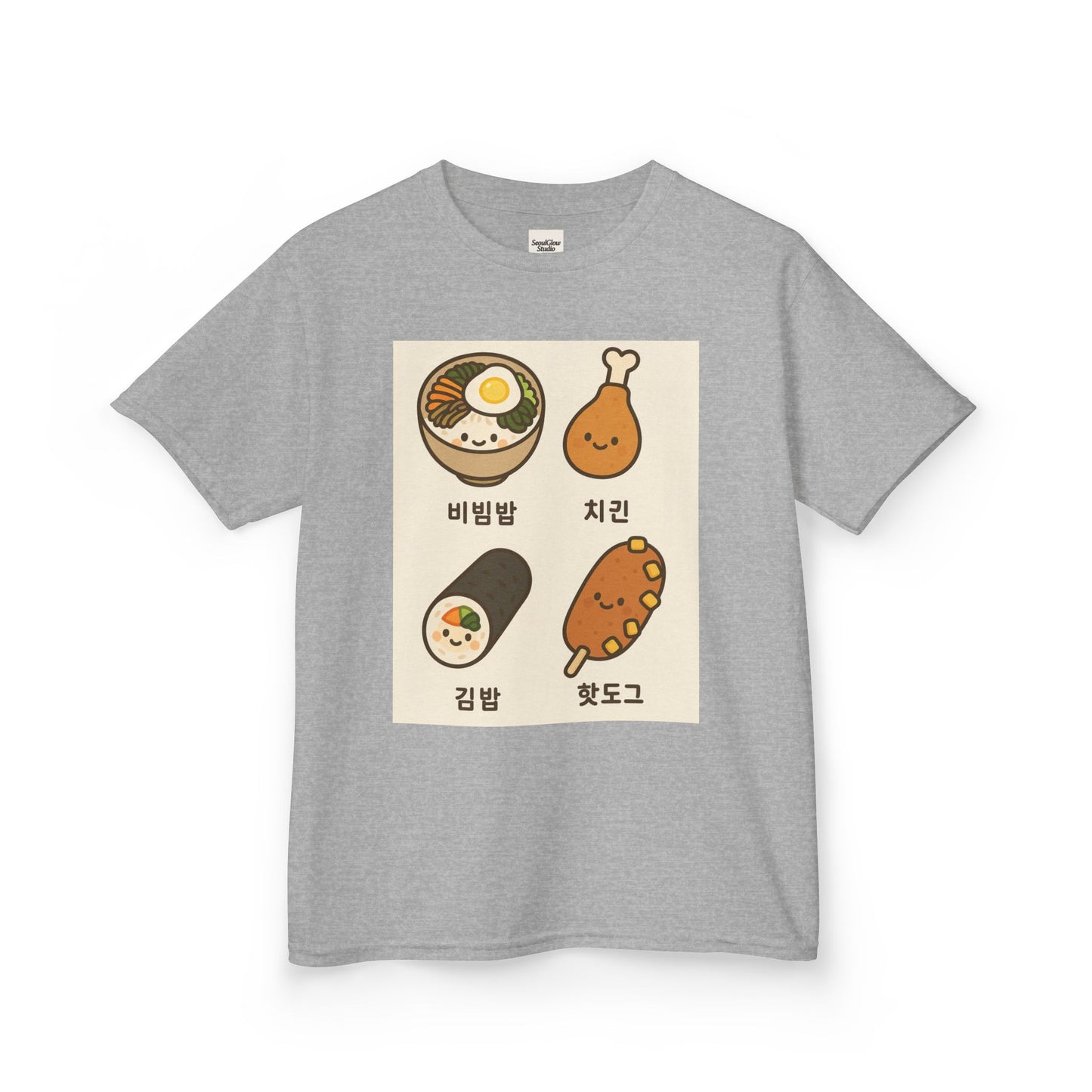 Kids Korean Food Tee - Cute Kimbap & Chicken Design Gift