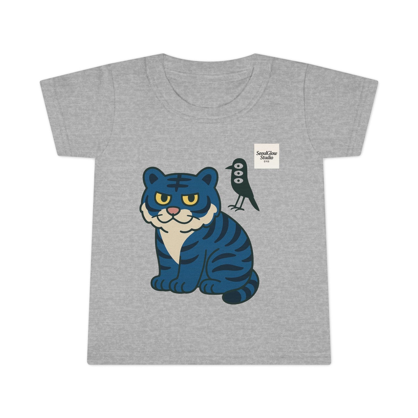 Korean Tiger and Magpie Toddler T-shirt, Kids Animal Tee, Gift for Toddlers, Birthday Shirt, Playful Graphic Tee