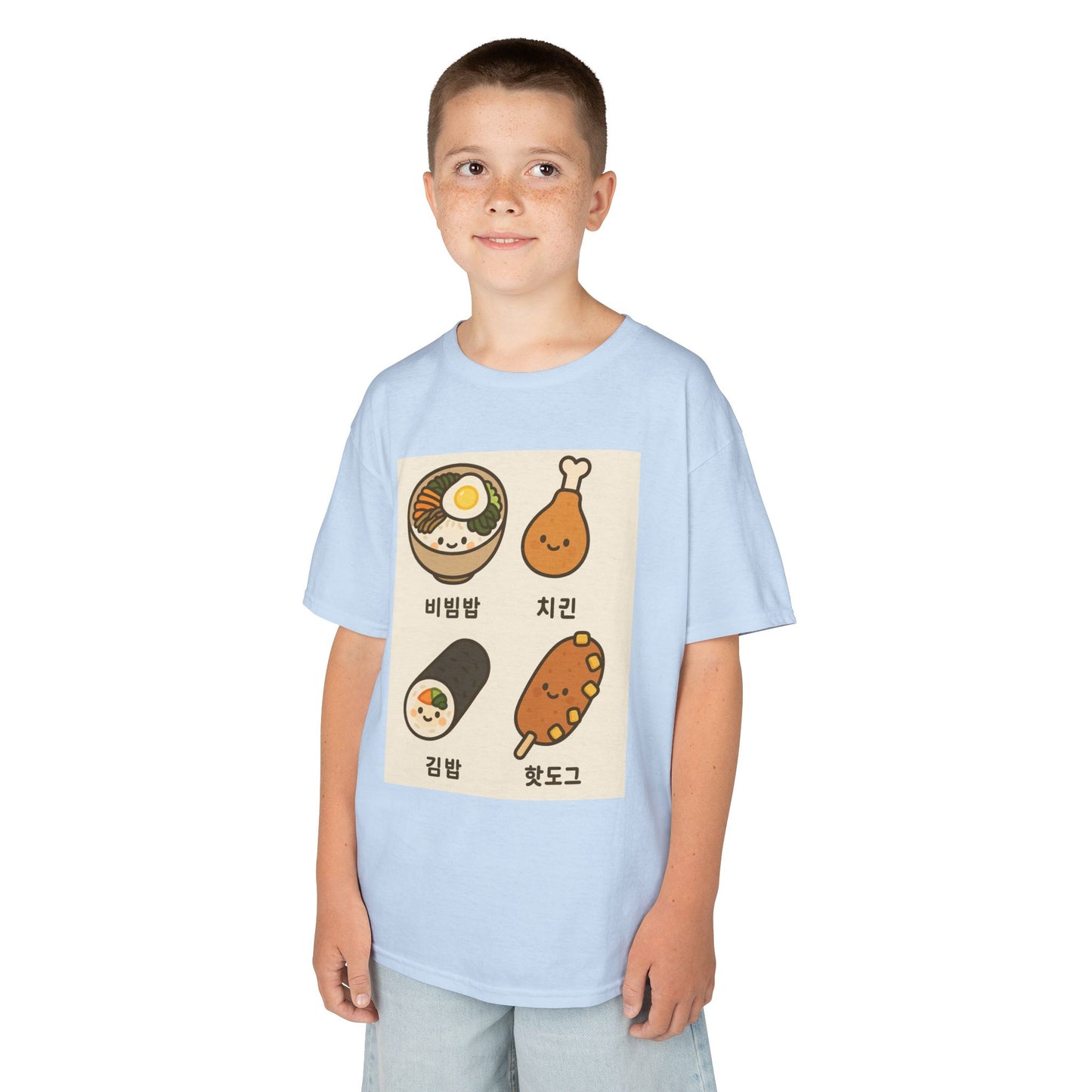 Kids Korean Food Tee - Cute Kimbap & Chicken Design Gift
