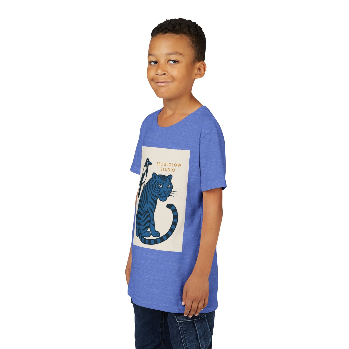 Korean Tiger & Magpie: Guardian Spirit Tee! Youth Tee with Tiger and Magpie Design, Fun Kids Shirt, Unique Graphic Tee, Gift for Animal Lovers, Summer Kids Apparel