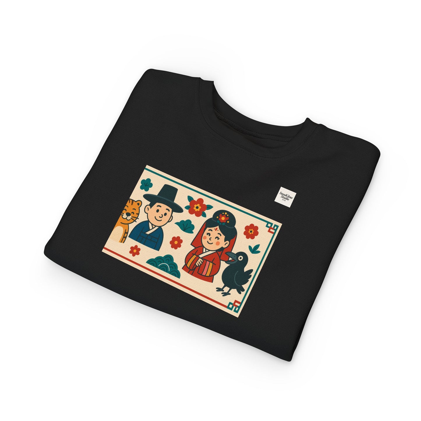 Korean Cultural Charm Toddler Sweatshirt, Kids' Cozy Apparel, Unique Gift for Birthdays, Cute Toddler Clothing, Holiday Outfit