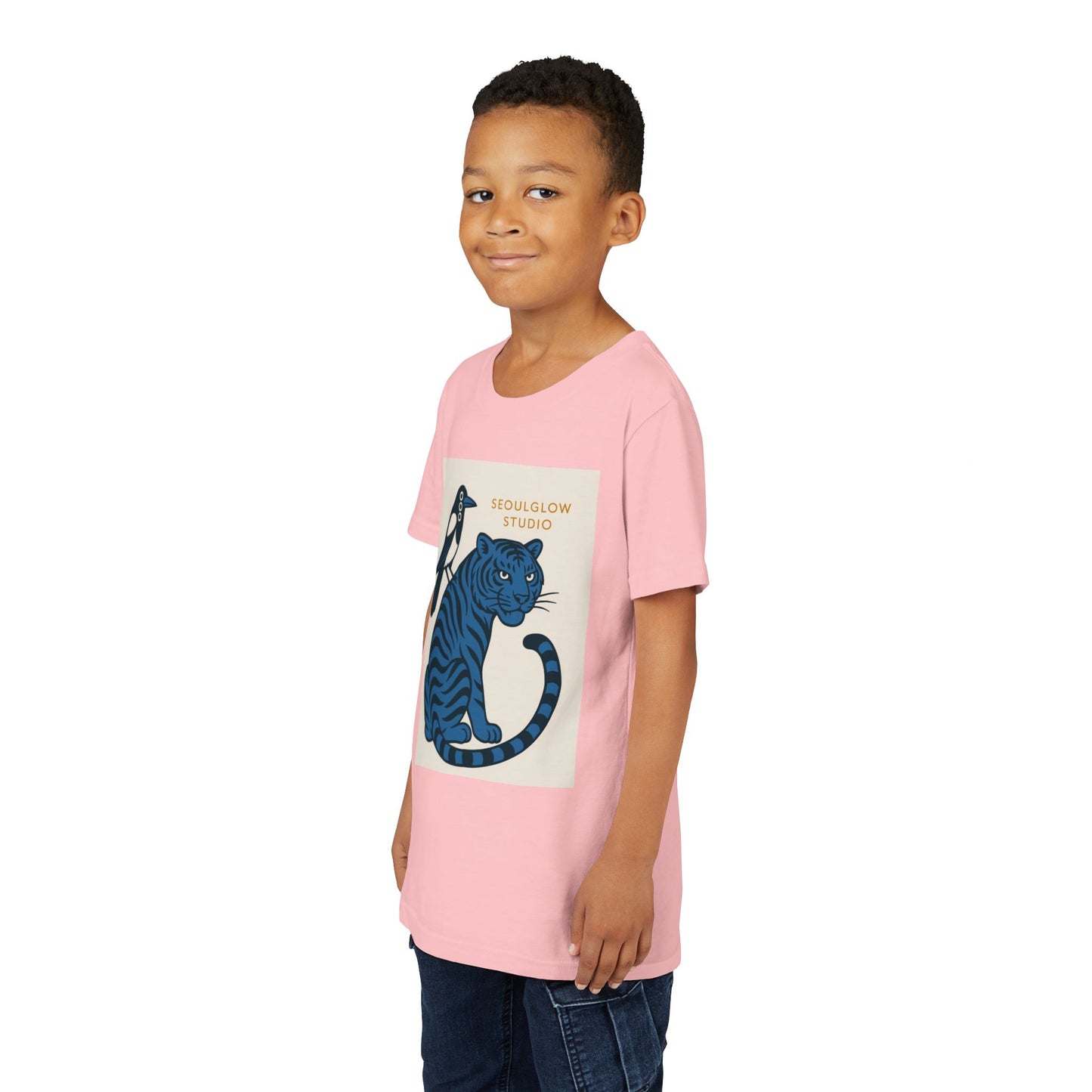Korean Tiger & Magpie: Guardian Spirit Tee! Youth Tee with Tiger and Magpie Design, Fun Kids Shirt, Unique Graphic Tee, Gift for Animal Lovers, Summer Kids Apparel