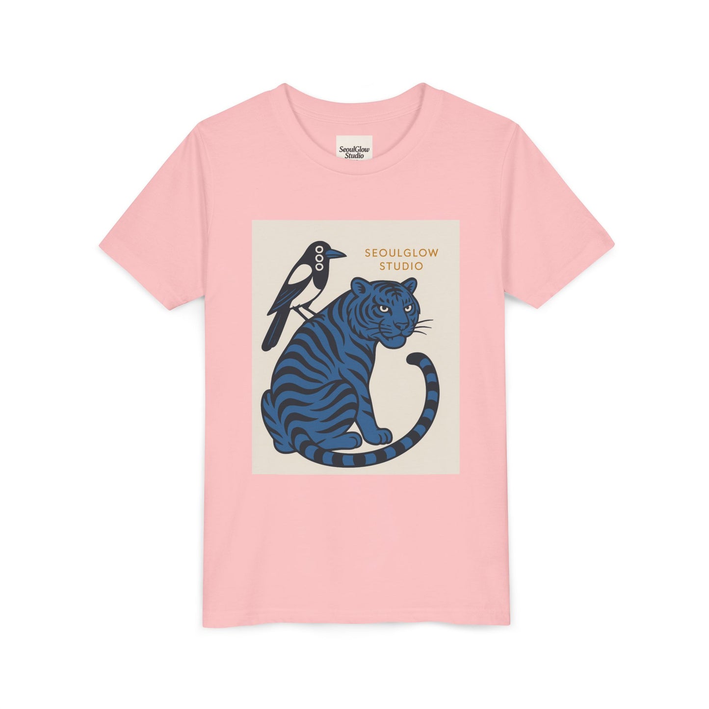 Korean Tiger & Magpie: Guardian Spirit Tee! Youth Tee with Tiger and Magpie Design, Fun Kids Shirt, Unique Graphic Tee, Gift for Animal Lovers, Summer Kids Apparel