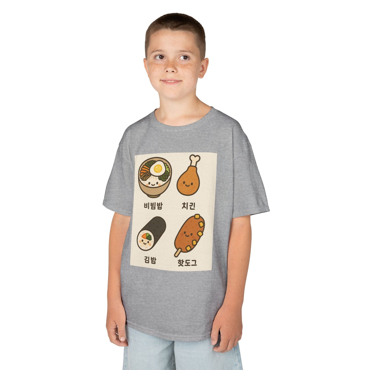 Kids Korean Food Tee - Cute Kimbap & Chicken Design Gift