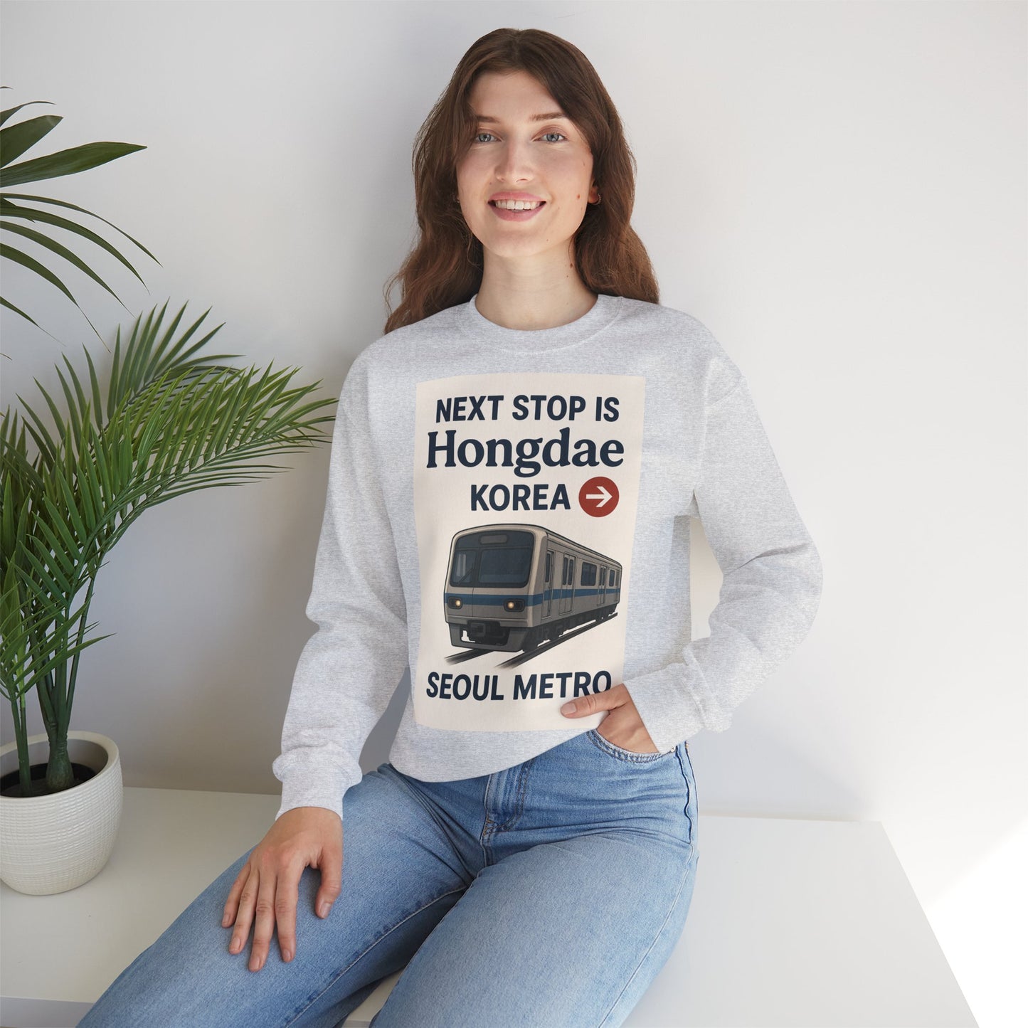 Hongdae Metro Sweatshirt, Seoul, Korea travel Unisex Crewneck, Perfect for Travelers, Urban Outfit, Gift for Transit Enthusiasts