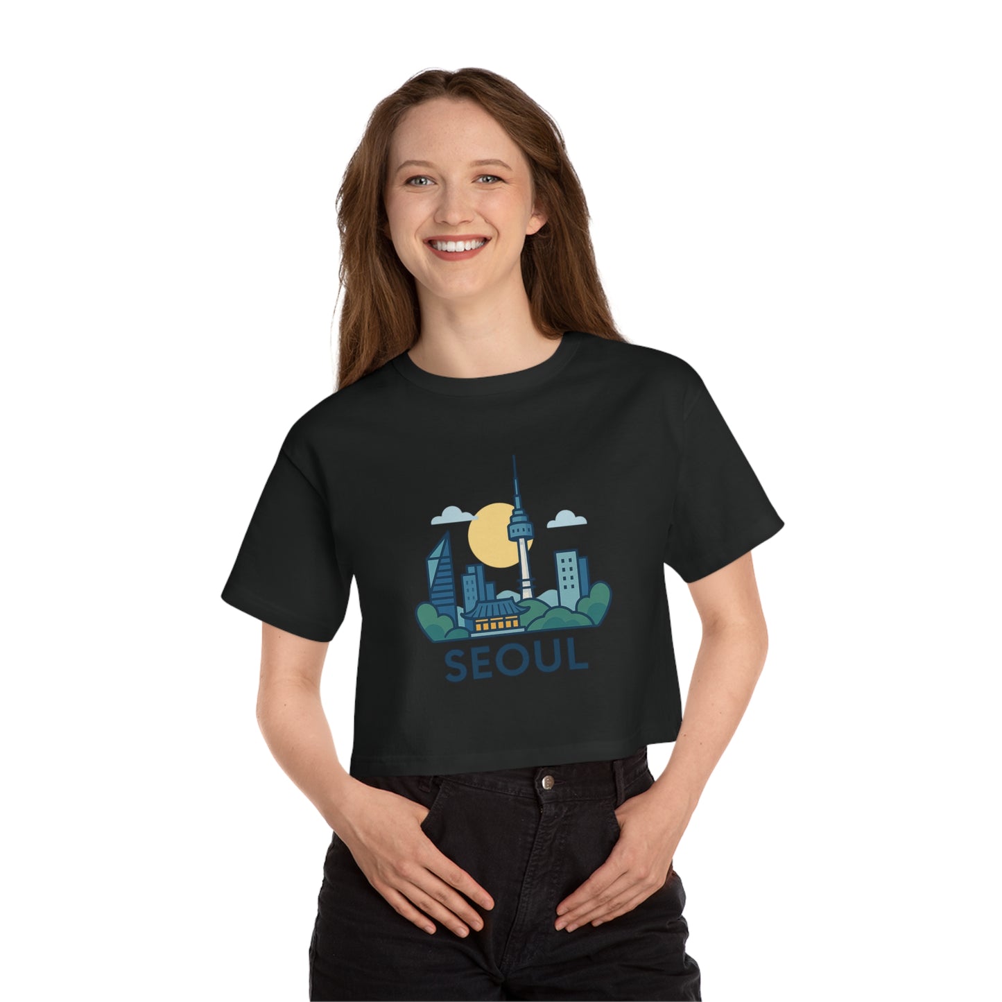 Seoul Skyline Cropped T-Shirt - Women's Urban