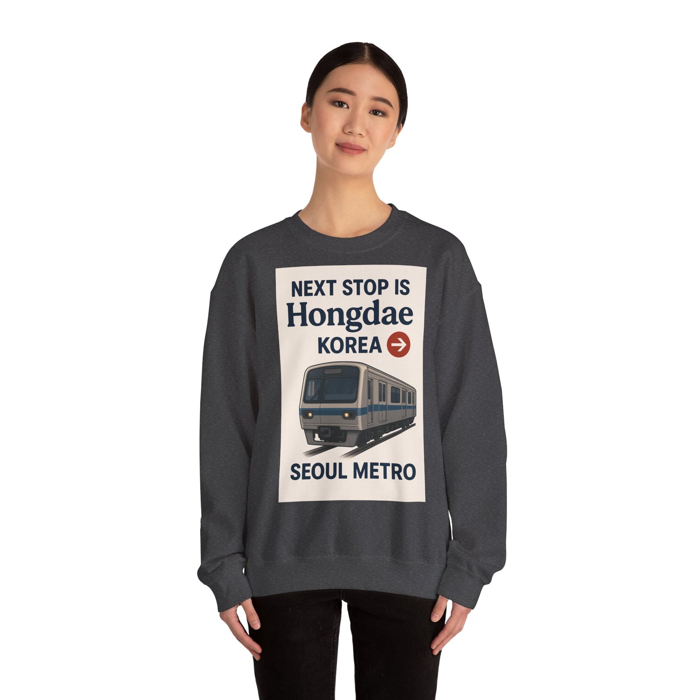 Hongdae Metro Sweatshirt, Seoul, Korea travel Unisex Crewneck, Perfect for Travelers, Urban Outfit, Gift for Transit Enthusiasts