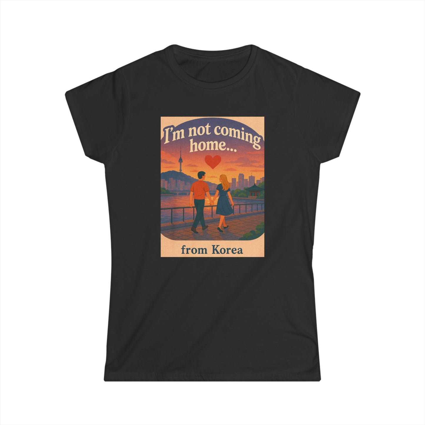 I'm not coming home... from Korea. Vintage Travel Women's Tee: Travel Shirt, Gift for Travelers, Airplane Tee, Adventure Apparel, Women’s Softstyle