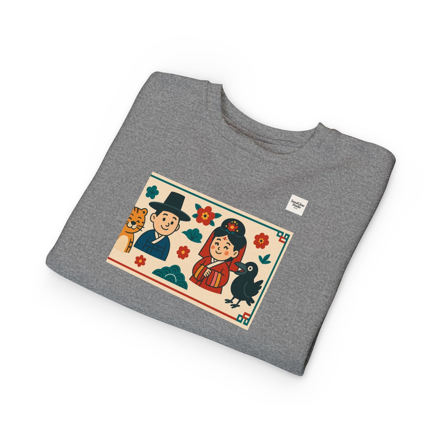 Korean Cultural Charm Toddler Sweatshirt, Kids' Cozy Apparel, Unique Gift for Birthdays, Cute Toddler Clothing, Holiday Outfit