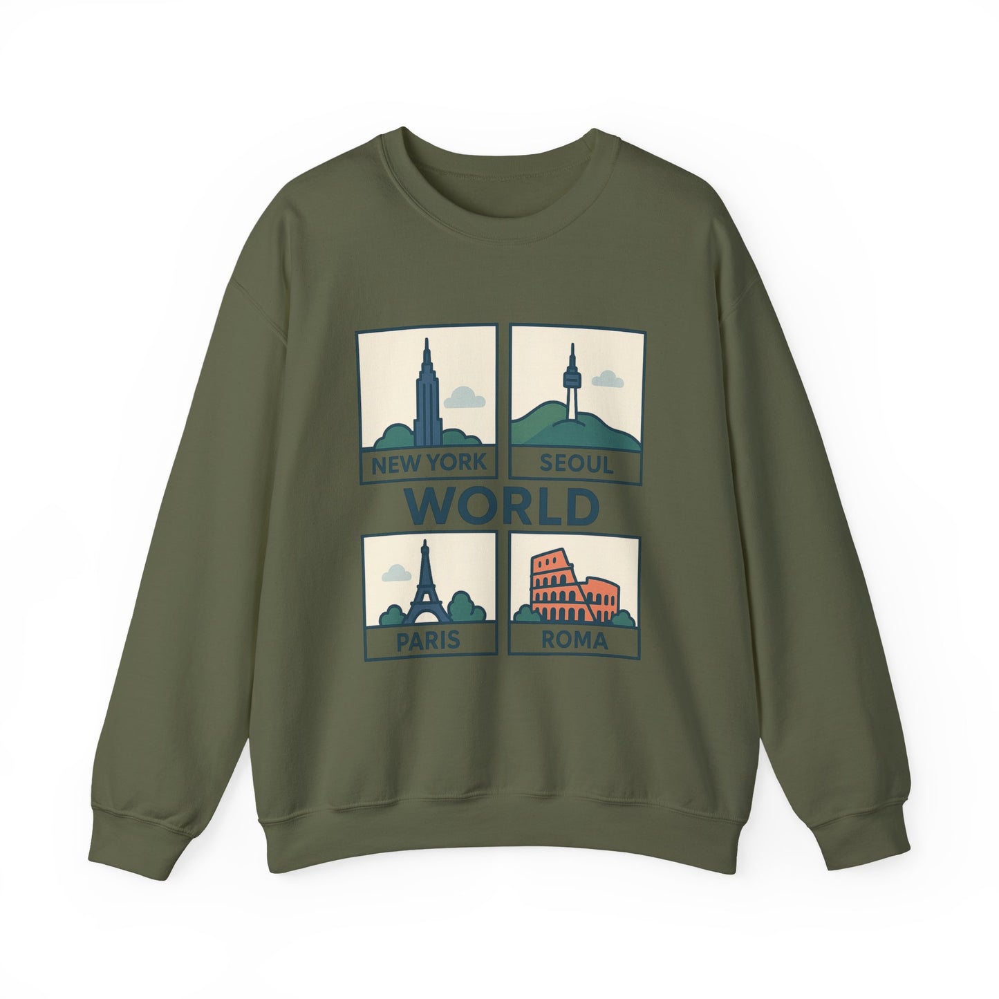 World City Crewneck Sweatshirt, Cozy Travel Sweatshirt, Unisex Souvenir Sweatshirt, New York Seoul Paris Roma Gift, Adventure Sweatshirt