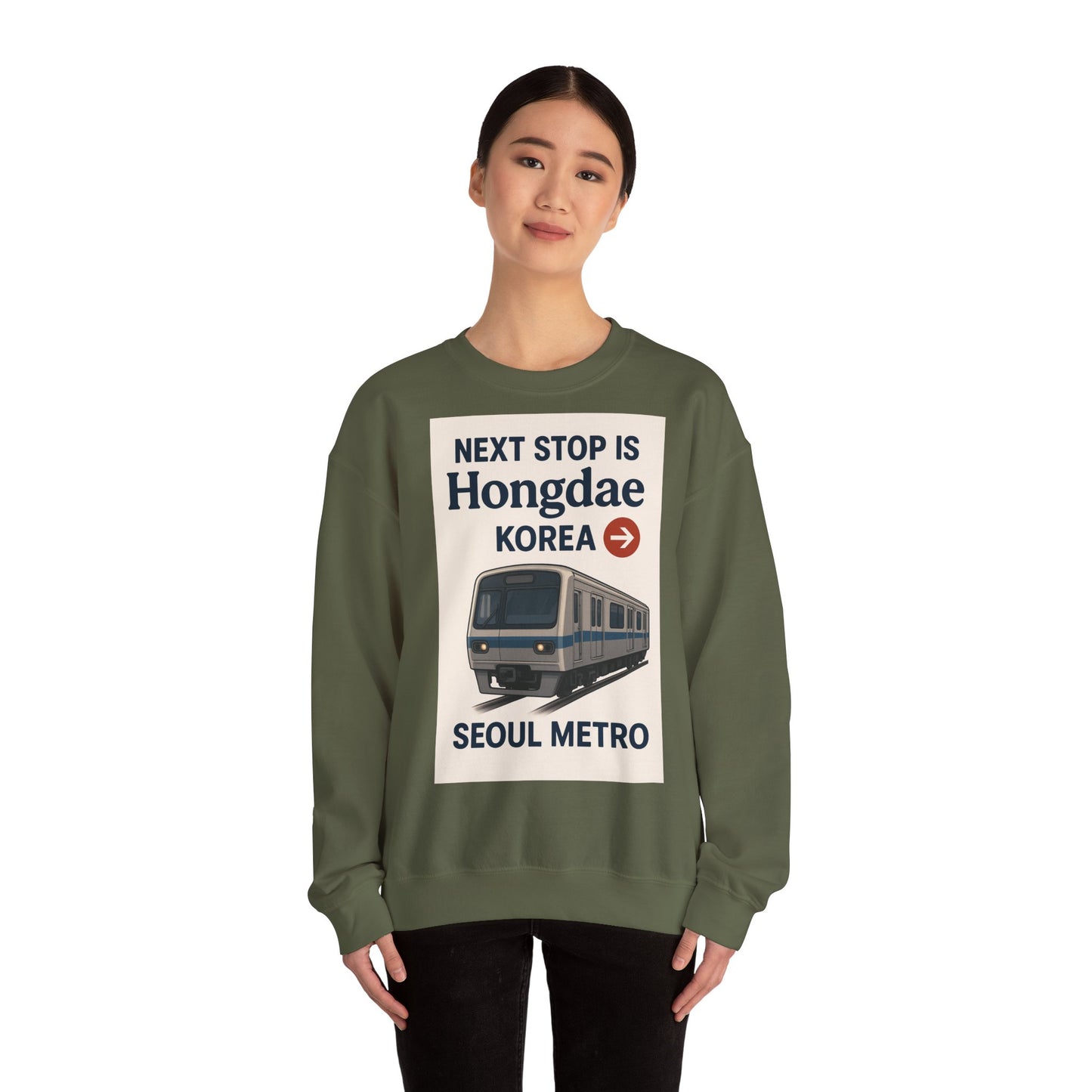 Hongdae Metro Sweatshirt, Seoul, Korea travel Unisex Crewneck, Perfect for Travelers, Urban Outfit, Gift for Transit Enthusiasts