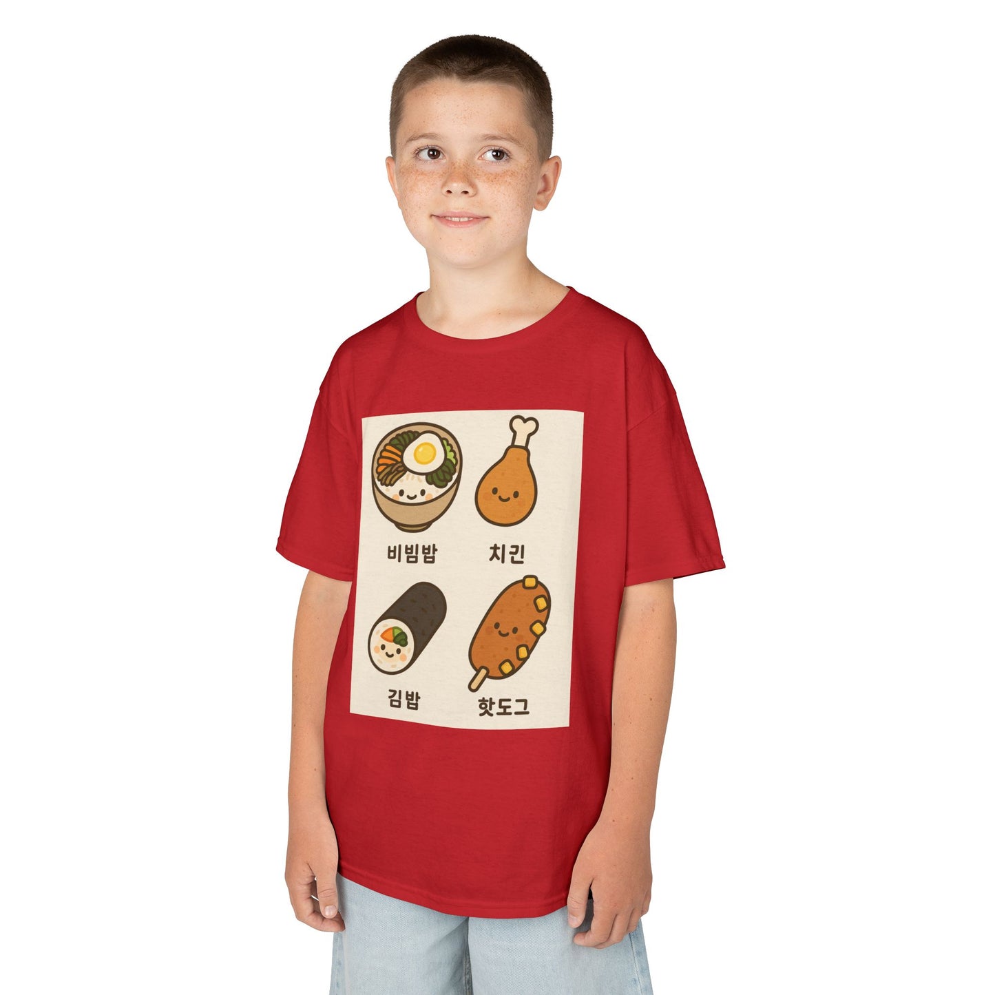 Kids Korean Food Tee - Cute Kimbap & Chicken Design Gift