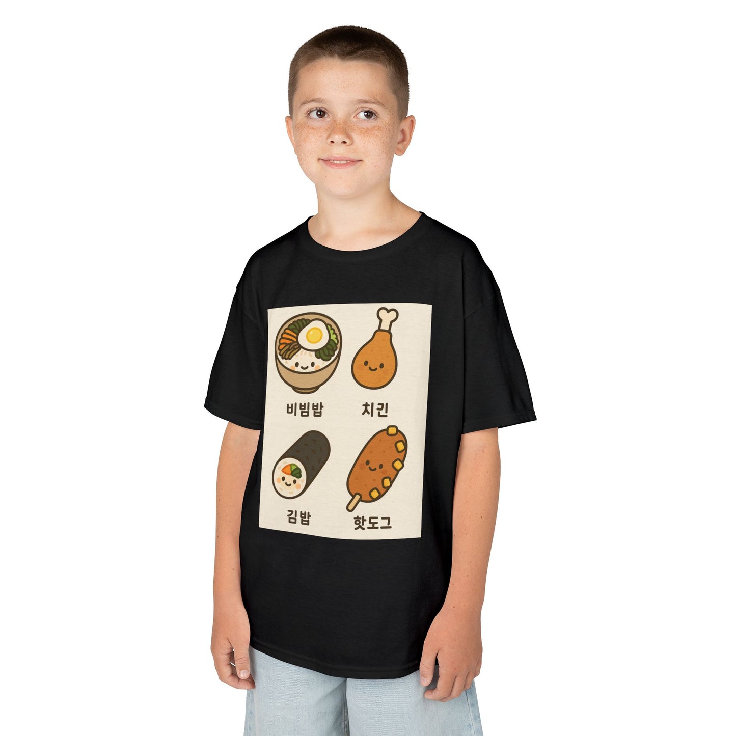 Kids Korean Food Tee - Cute Kimbap & Chicken Design Gift