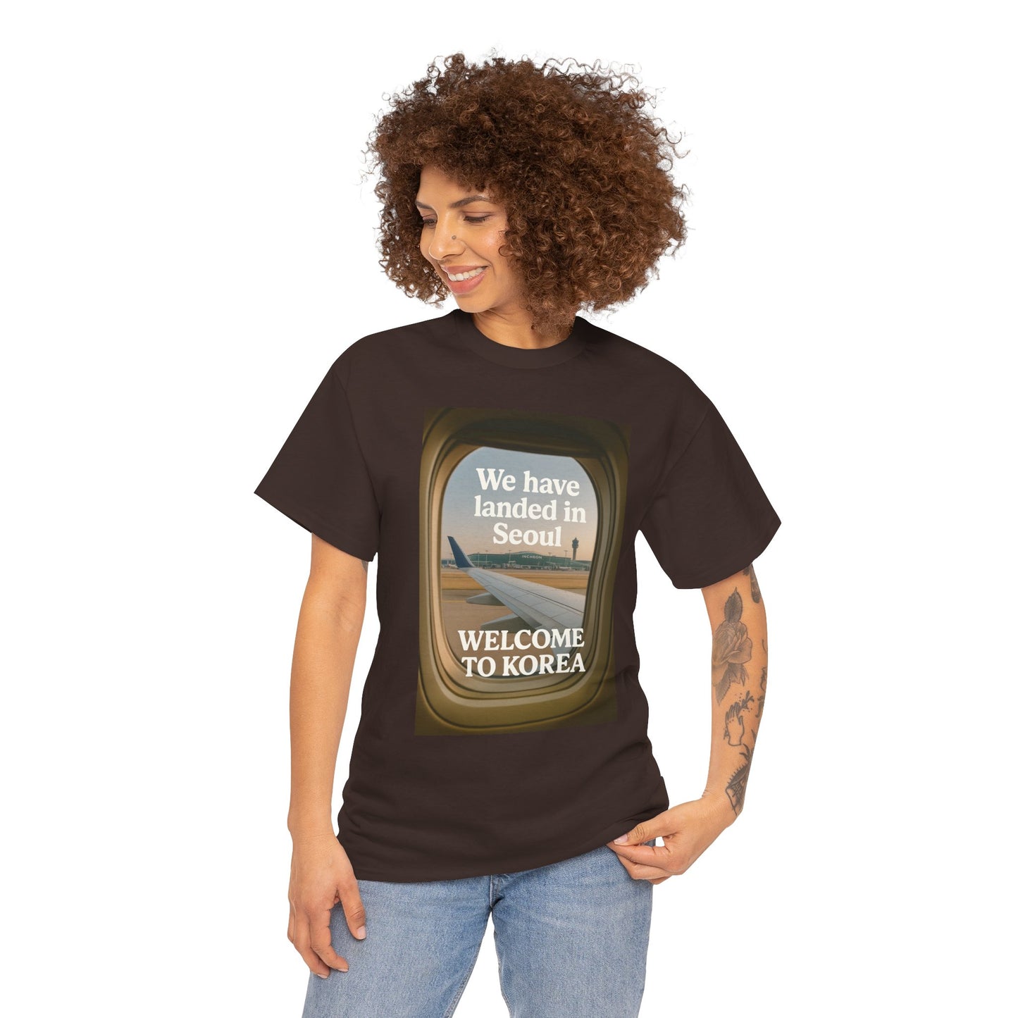 Landed in Seoul, Seoul Travel Tee - Welcome to Korea Unisex Cotton T-Shirt, Casual Travel Shirt, Gift for Travelers, Vintage Airplane Design Shirt, [...]