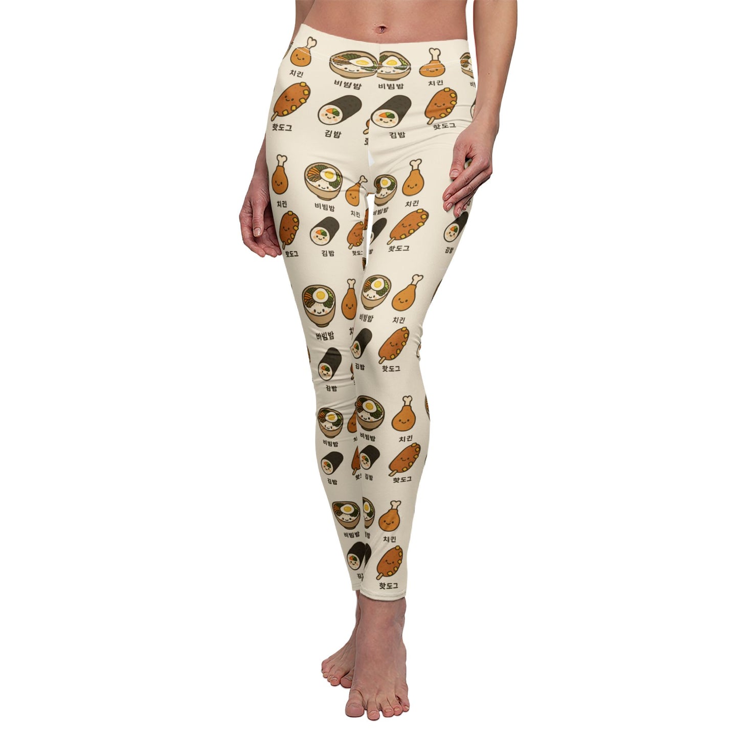 Fun Korean street food Print Leggings, Fun Casual Wear, Trendy and Comfortable, Great for Foodies, Awesome Gift for Friends, Uniquely Designed