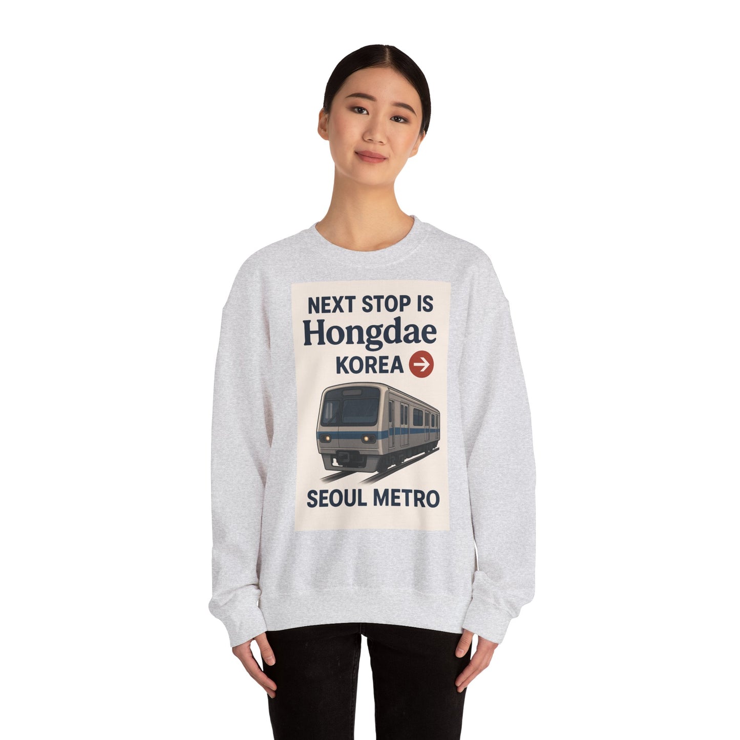 Hongdae Metro Sweatshirt, Seoul, Korea travel Unisex Crewneck, Perfect for Travelers, Urban Outfit, Gift for Transit Enthusiasts