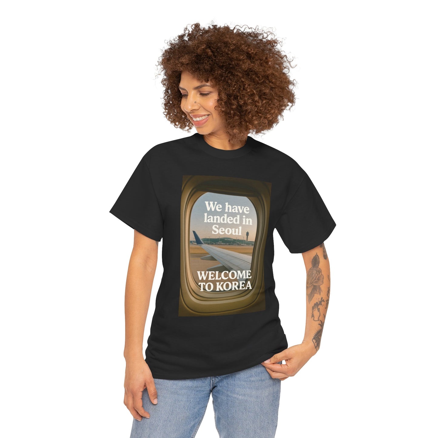 Landed in Seoul, Seoul Travel Tee - Welcome to Korea Unisex Cotton T-Shirt, Casual Travel Shirt, Gift for Travelers, Vintage Airplane Design Shirt, [...]