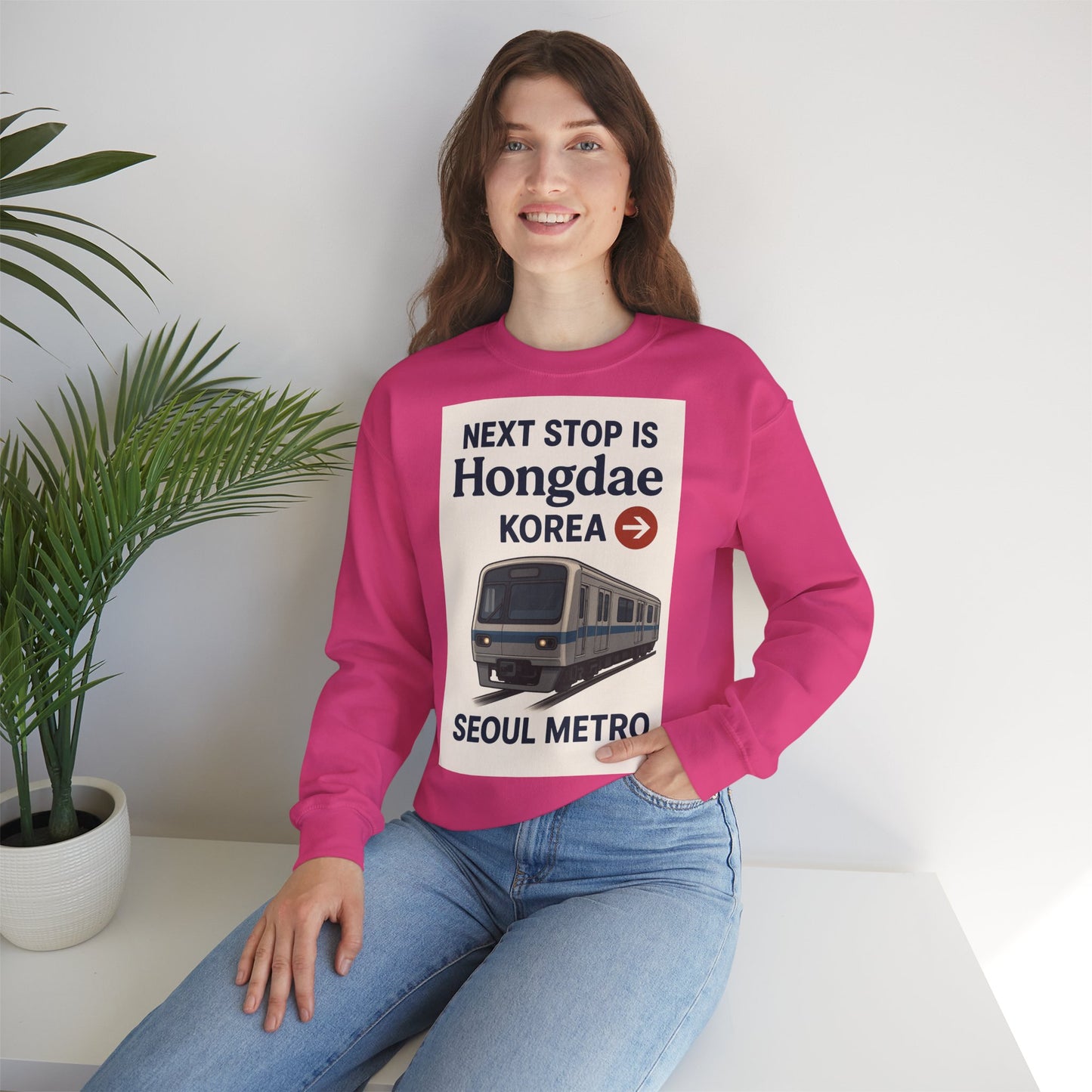 Hongdae Metro Sweatshirt, Seoul, Korea travel Unisex Crewneck, Perfect for Travelers, Urban Outfit, Gift for Transit Enthusiasts