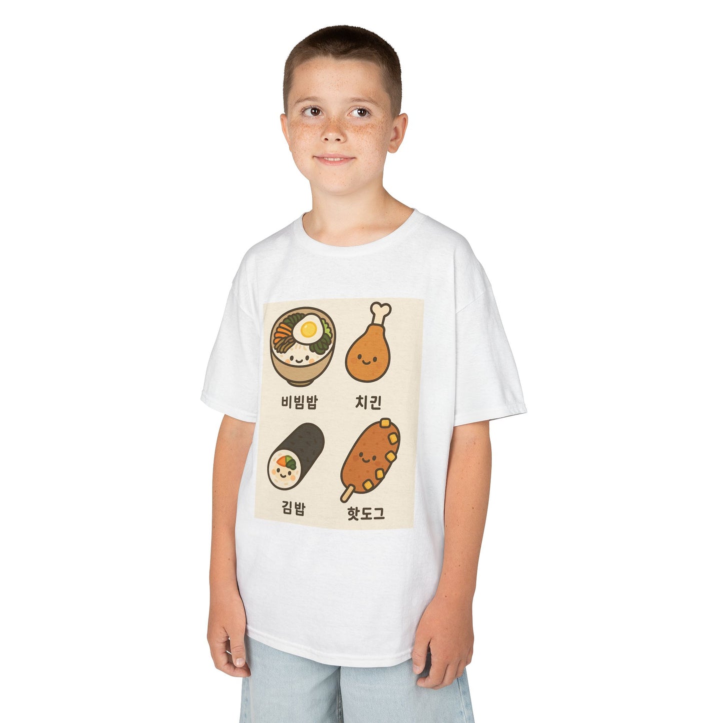 Kids Korean Food Tee - Cute Kimbap & Chicken Design Gift