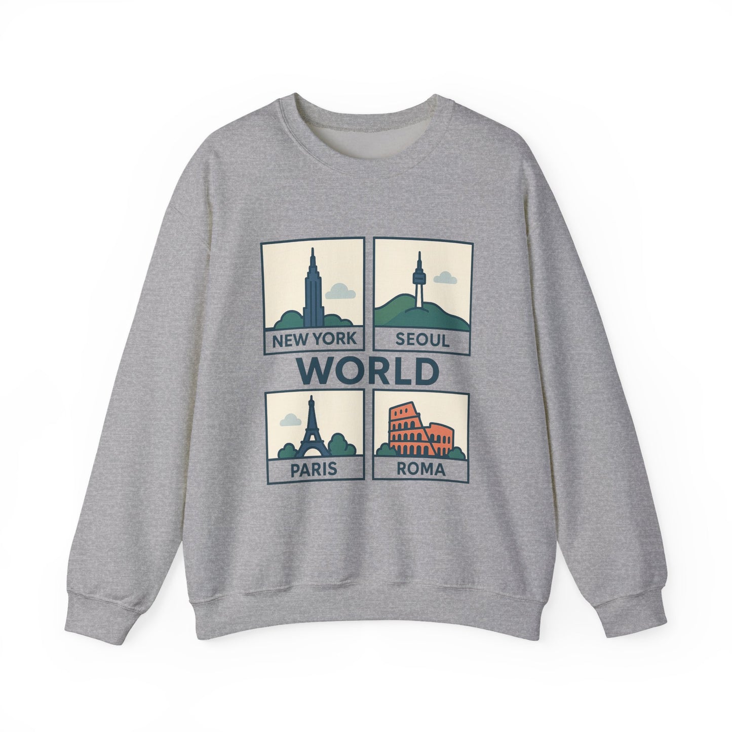 World City Crewneck Sweatshirt, Cozy Travel Sweatshirt, Unisex Souvenir Sweatshirt, New York Seoul Paris Roma Gift, Adventure Sweatshirt