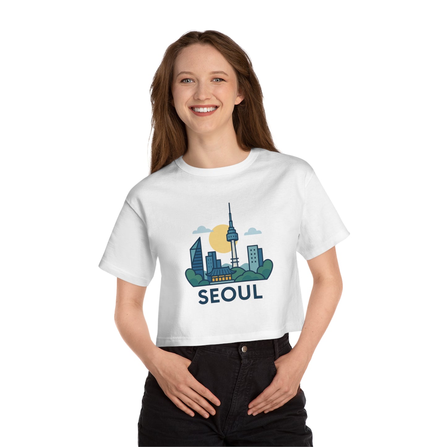 Seoul Skyline Cropped T-Shirt - Women's Urban