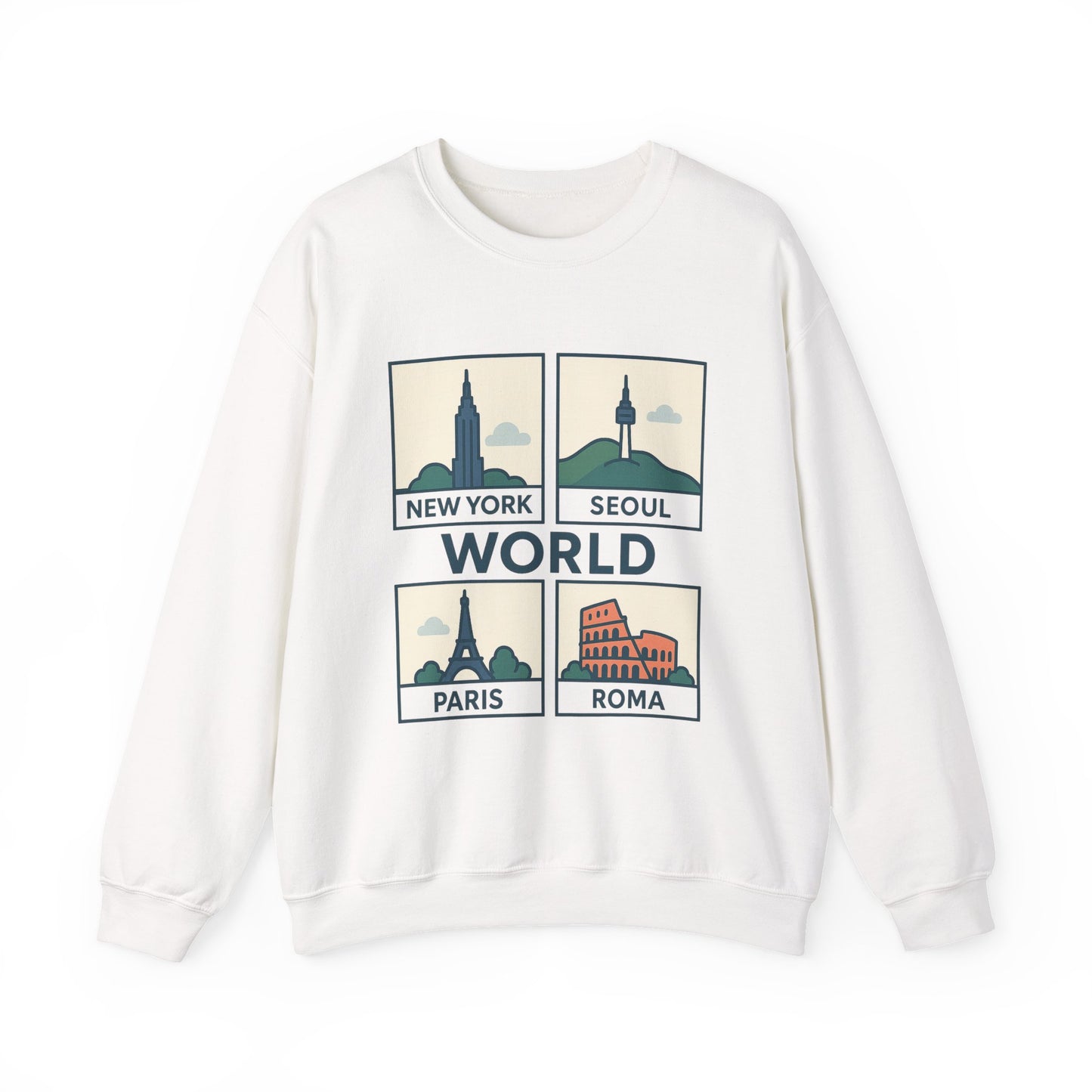 World City Crewneck Sweatshirt, Cozy Travel Sweatshirt, Unisex Souvenir Sweatshirt, New York Seoul Paris Roma Gift, Adventure Sweatshirt