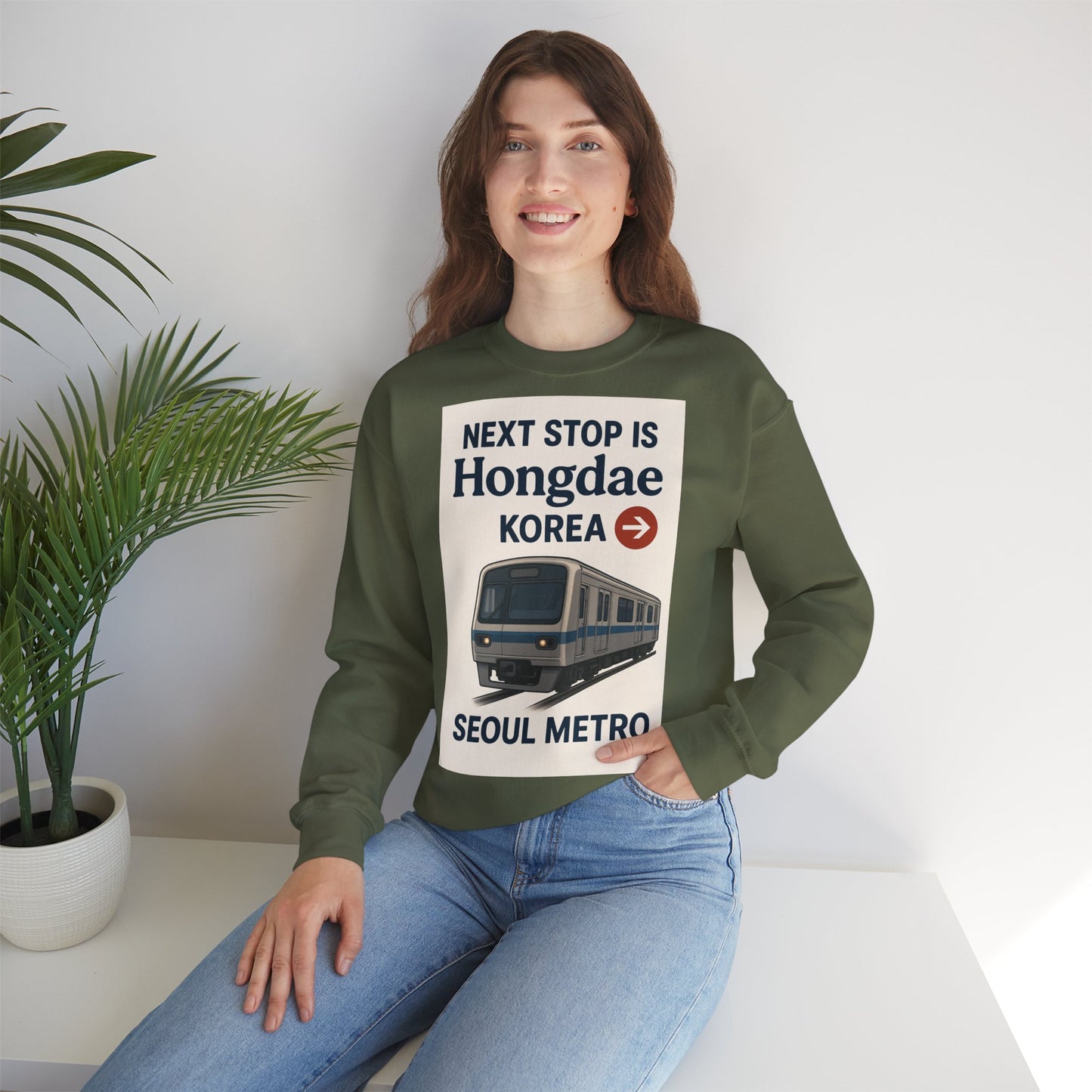 Hongdae Metro Sweatshirt, Seoul, Korea travel Unisex Crewneck, Perfect for Travelers, Urban Outfit, Gift for Transit Enthusiasts