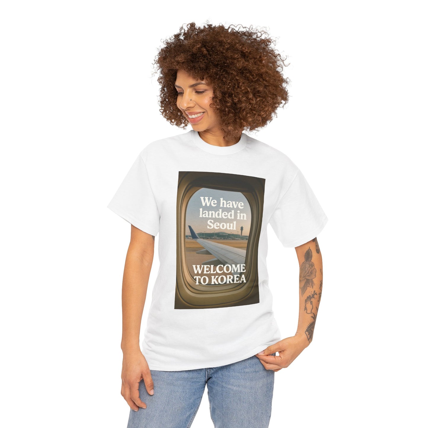 Landed in Seoul, Seoul Travel Tee - Welcome to Korea Unisex Cotton T-Shirt, Casual Travel Shirt, Gift for Travelers, Vintage Airplane Design Shirt, [...]