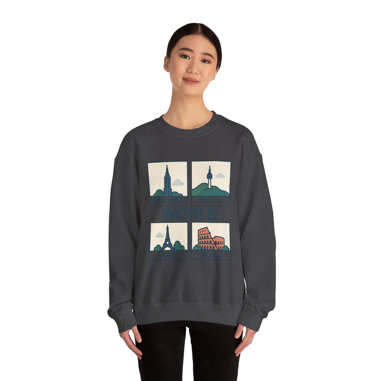 World City Crewneck Sweatshirt, Cozy Travel Sweatshirt, Unisex Souvenir Sweatshirt, New York Seoul Paris Roma Gift, Adventure Sweatshirt