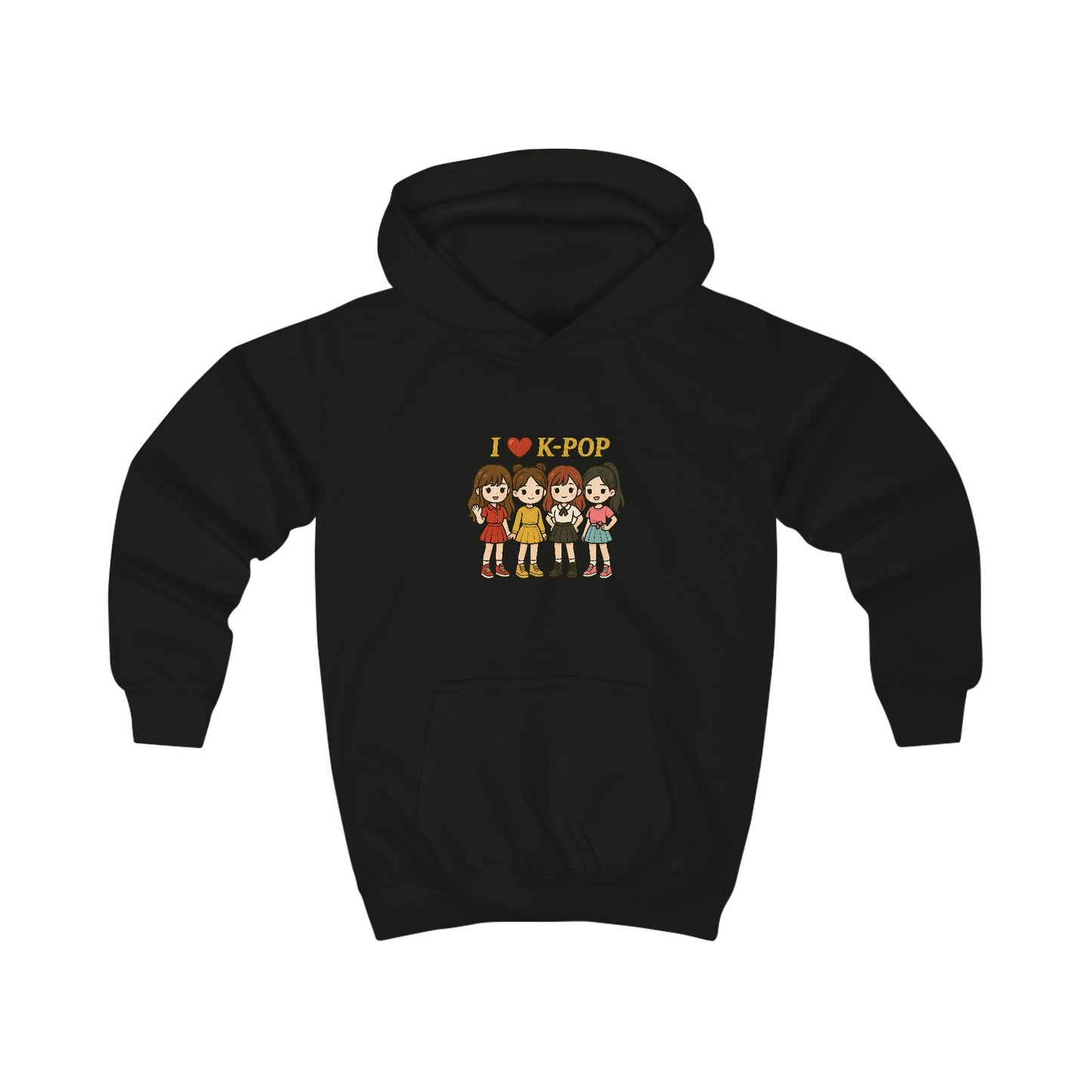 I Love K-Pop Kids Hoodie, Cute K-Pop Sweatshirt, Girls Hoodie, Music Lover Gift, Anime Apparel, Hip Hop Style