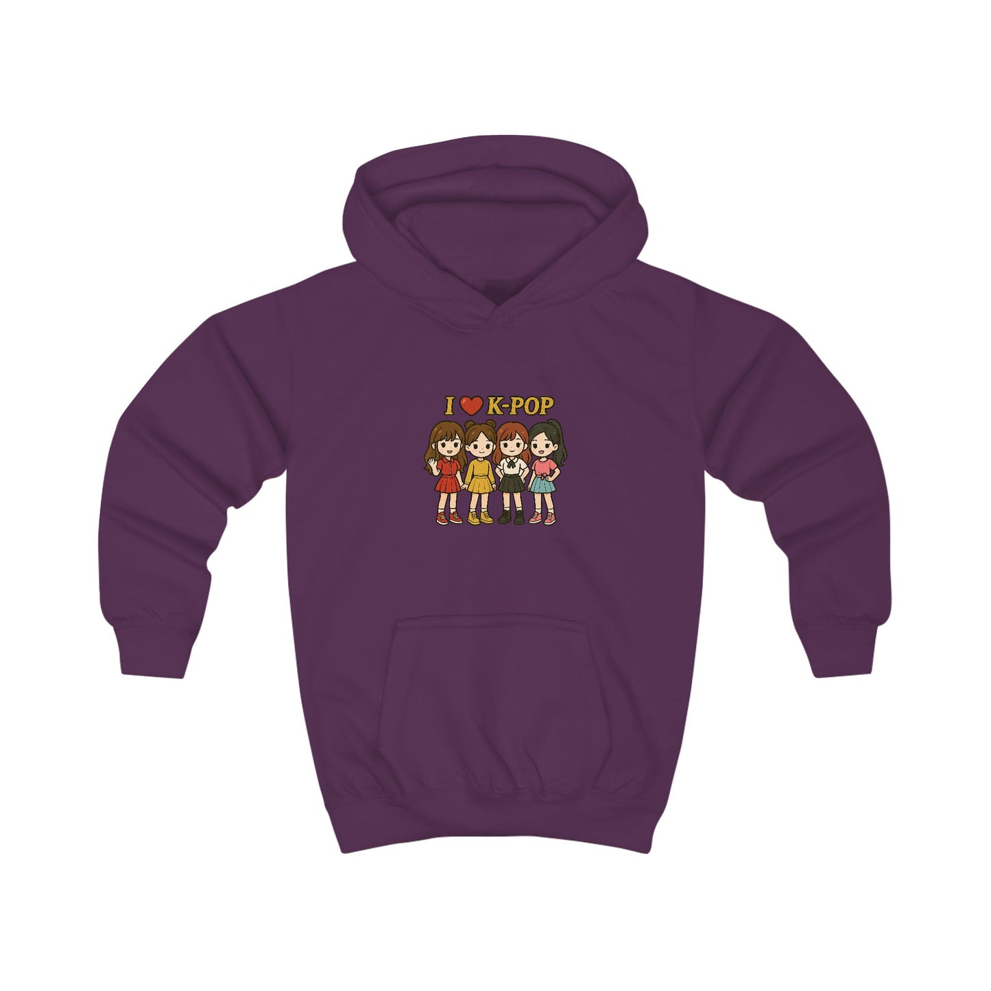 I Love K-Pop Kids Hoodie, Cute K-Pop Sweatshirt, Girls Hoodie, Music Lover Gift, Anime Apparel, Hip Hop Style