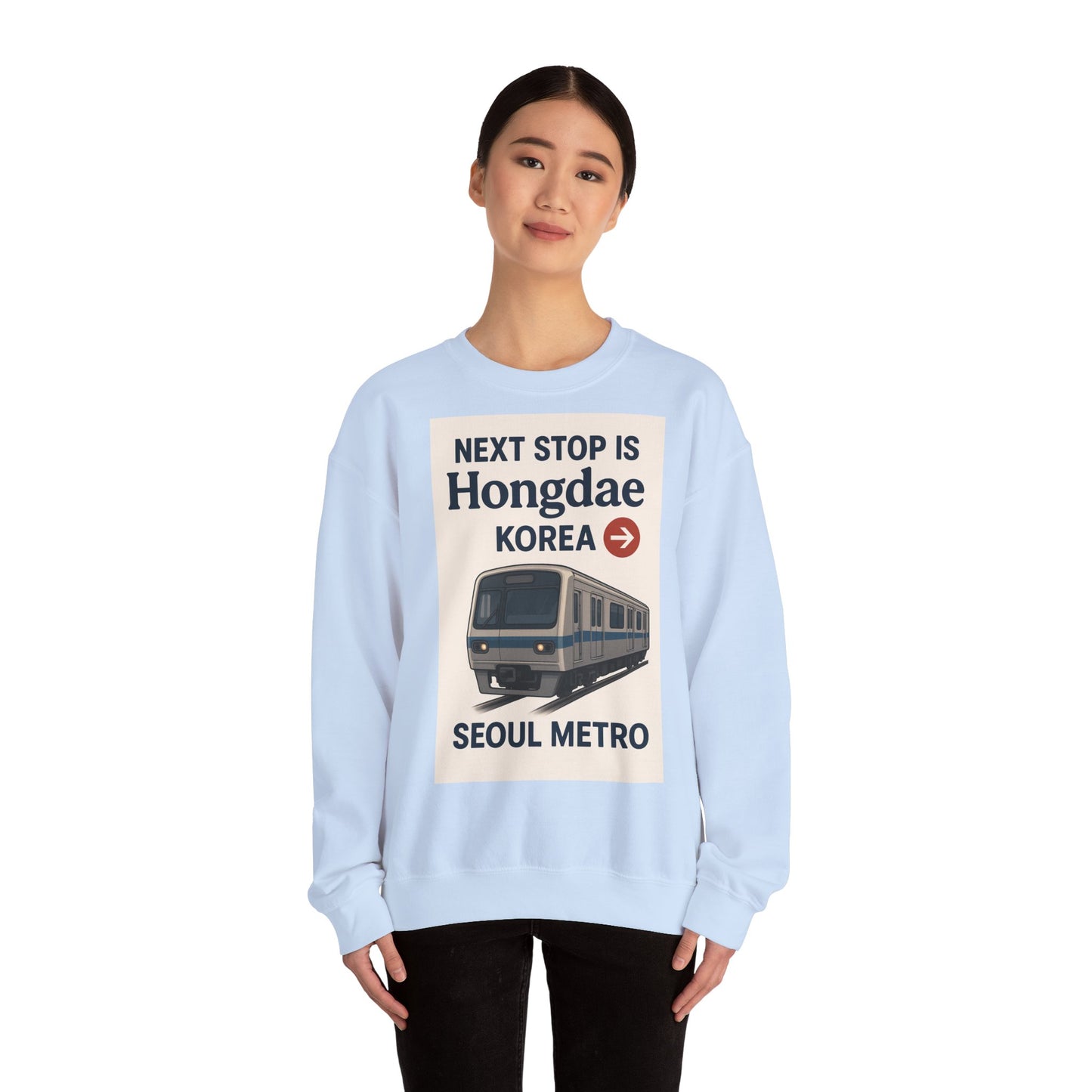Hongdae Metro Sweatshirt, Seoul, Korea travel Unisex Crewneck, Perfect for Travelers, Urban Outfit, Gift for Transit Enthusiasts