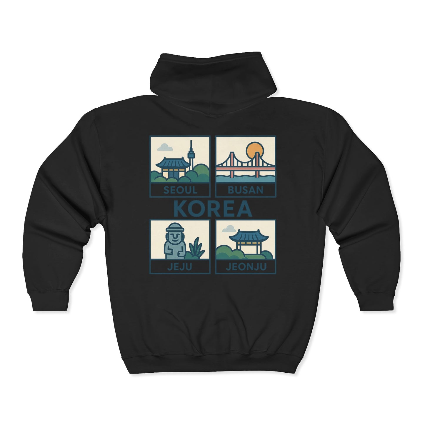 Seoul Cityscape Zip Hoodie, Cozy Urban Sweatshirt, Travel Souvenir Jacket, Unisex Gift, Cool Streetwear, City Lover Apparel