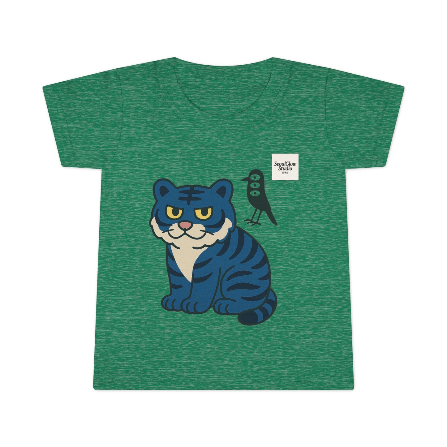 Korean Tiger and Magpie Toddler T-shirt, Kids Animal Tee, Gift for Toddlers, Birthday Shirt, Playful Graphic Tee