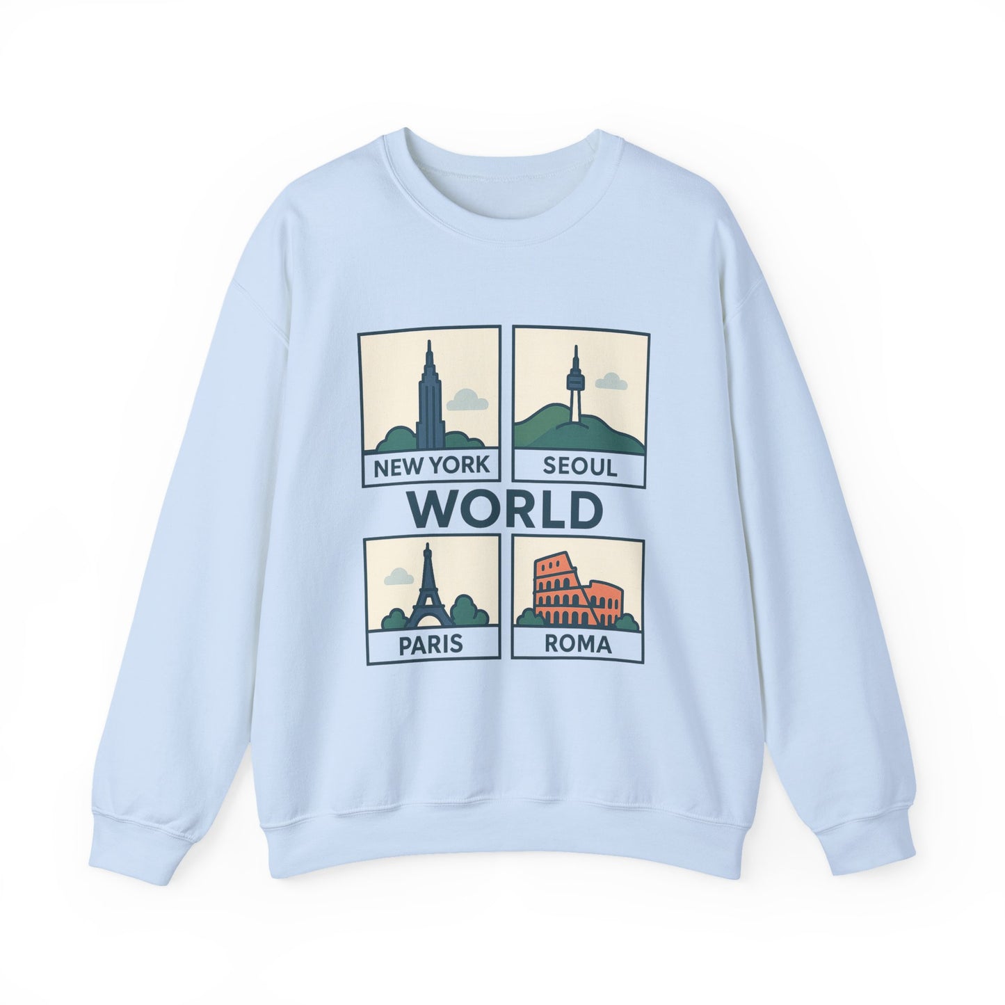 World City Crewneck Sweatshirt, Cozy Travel Sweatshirt, Unisex Souvenir Sweatshirt, New York Seoul Paris Roma Gift, Adventure Sweatshirt