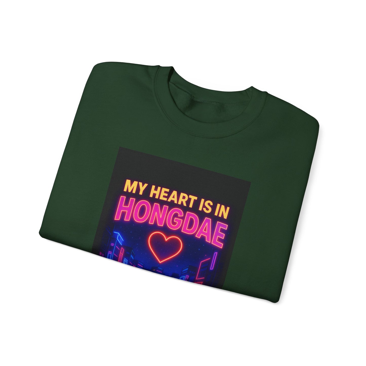 Heart in Hongdae Hoodie, Unisex Crewneck Sweatshirt, Streetwear, Aesthetic Fashion, Seoul Gift, Layering Essential