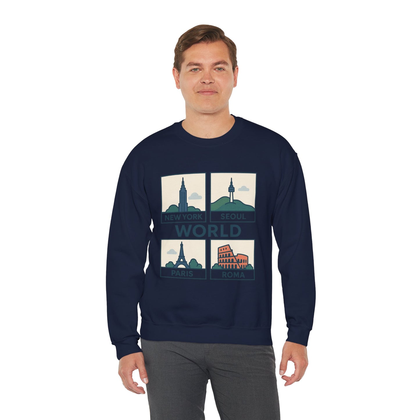 World City Crewneck Sweatshirt, Cozy Travel Sweatshirt, Unisex Souvenir Sweatshirt, New York Seoul Paris Roma Gift, Adventure Sweatshirt