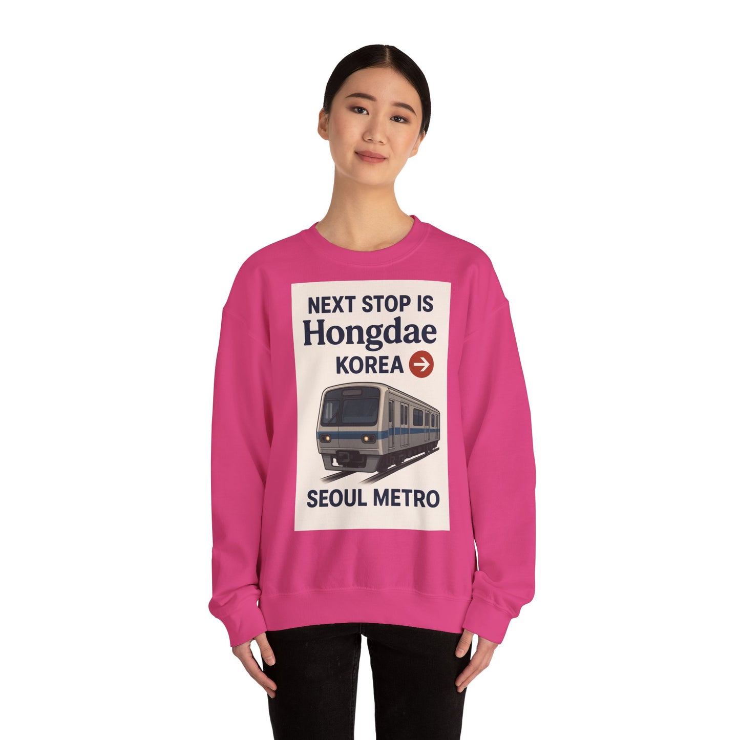 Hongdae Metro Sweatshirt, Seoul, Korea travel Unisex Crewneck, Perfect for Travelers, Urban Outfit, Gift for Transit Enthusiasts