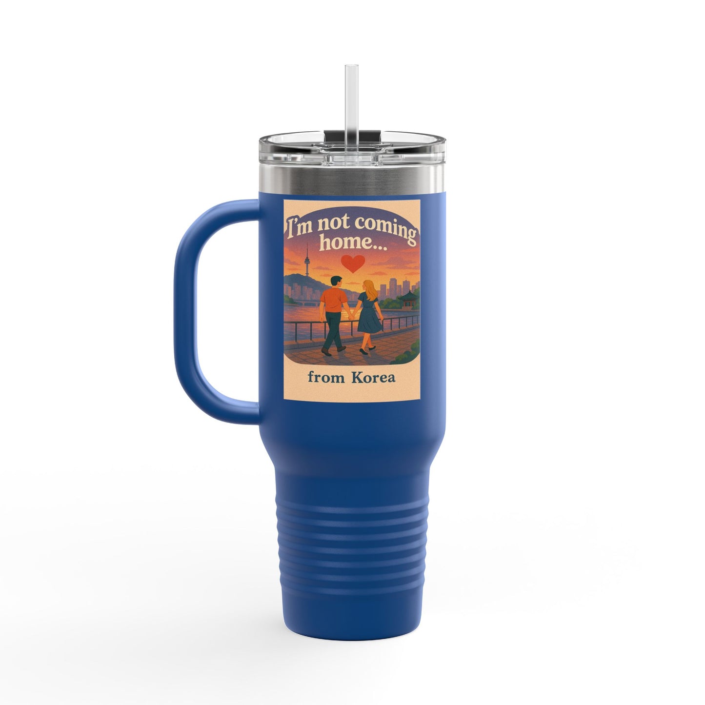 Mom I'm going to Korea ! Travel Mug with Inspirational Quote, Perfect for Travelers, Moms, Gifts for Coffee Lovers, Adventure Gear
