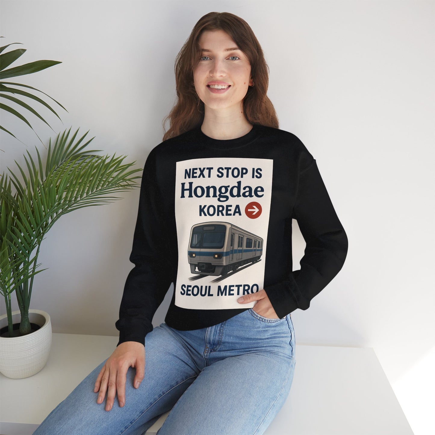 Hongdae Metro Sweatshirt, Seoul, Korea travel Unisex Crewneck, Perfect for Travelers, Urban Outfit, Gift for Transit Enthusiasts