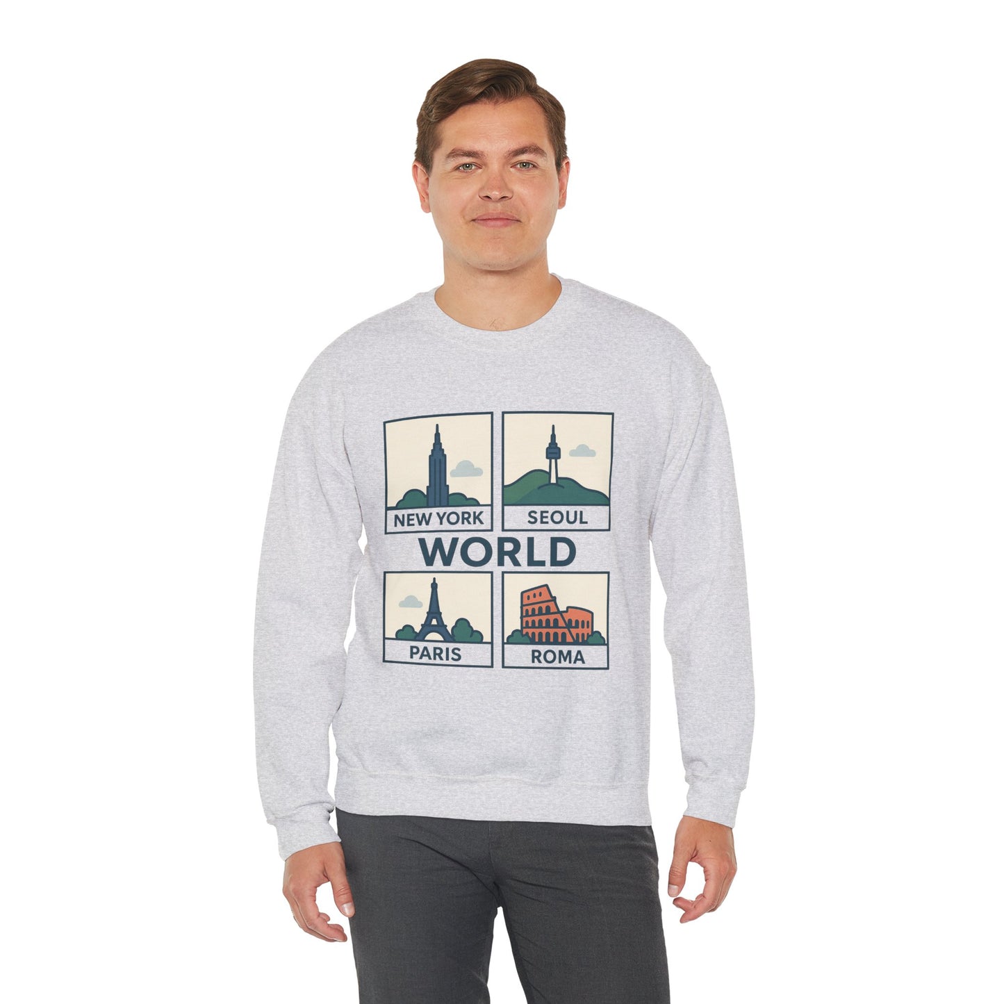 World City Crewneck Sweatshirt, Cozy Travel Sweatshirt, Unisex Souvenir Sweatshirt, New York Seoul Paris Roma Gift, Adventure Sweatshirt